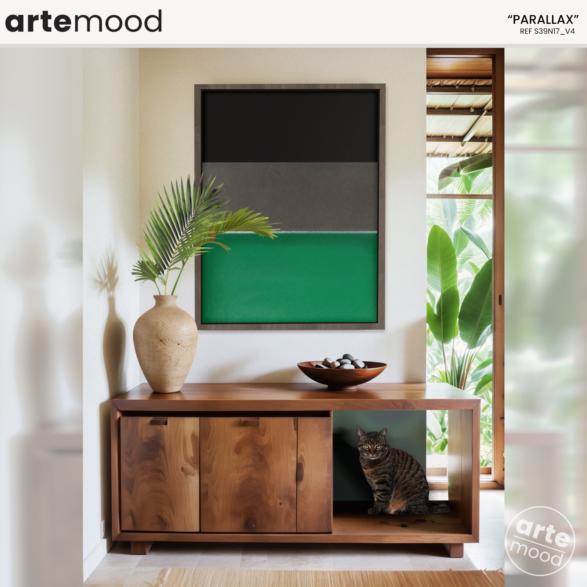 Color Field Artwork Print On Canvas - Minimalist, Zen, Black, Green, Grey, Rothko Style Wall Art