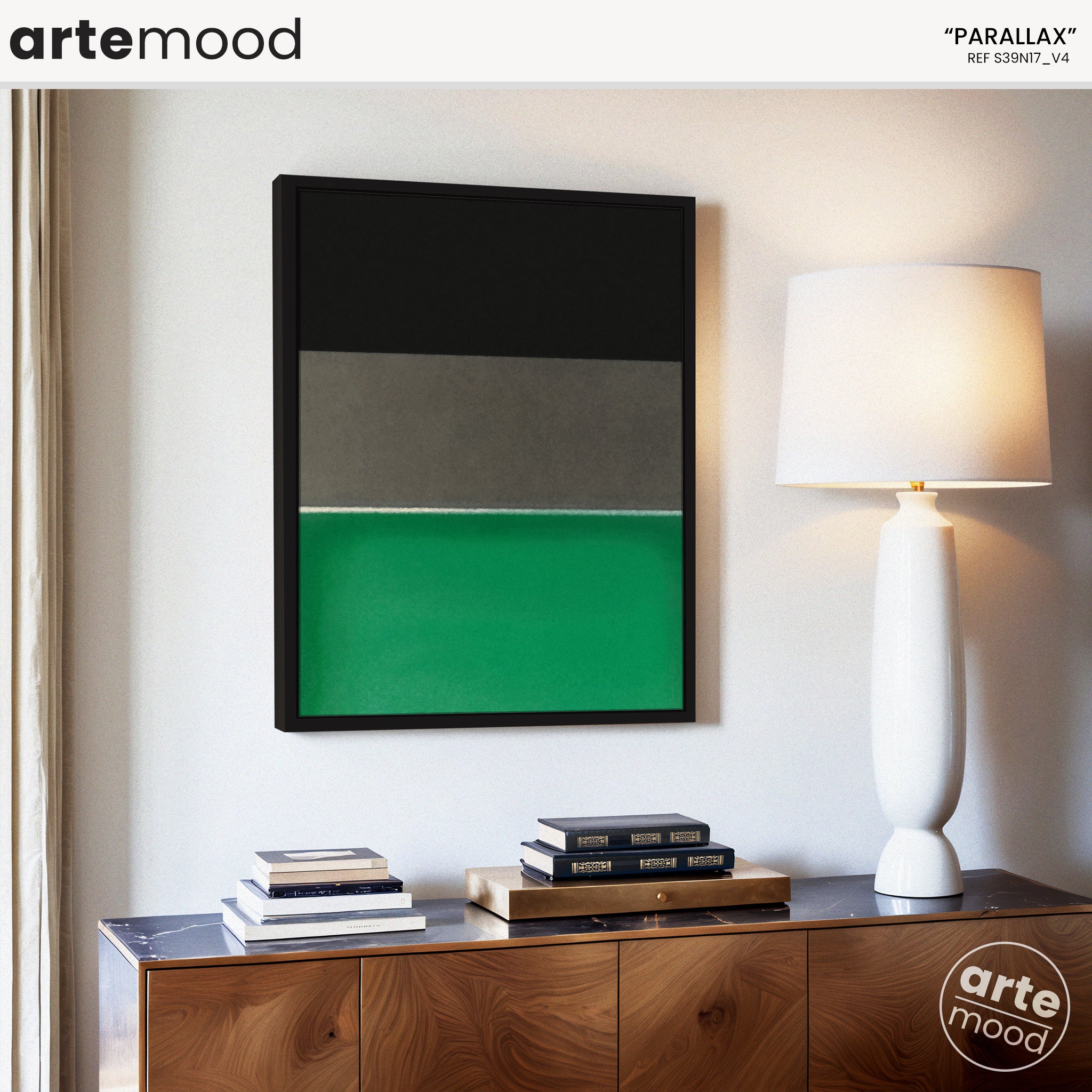 Color Field Artwork Print On Canvas - Minimalist, Zen, Black, Green, Grey, Rothko Style Wall Art