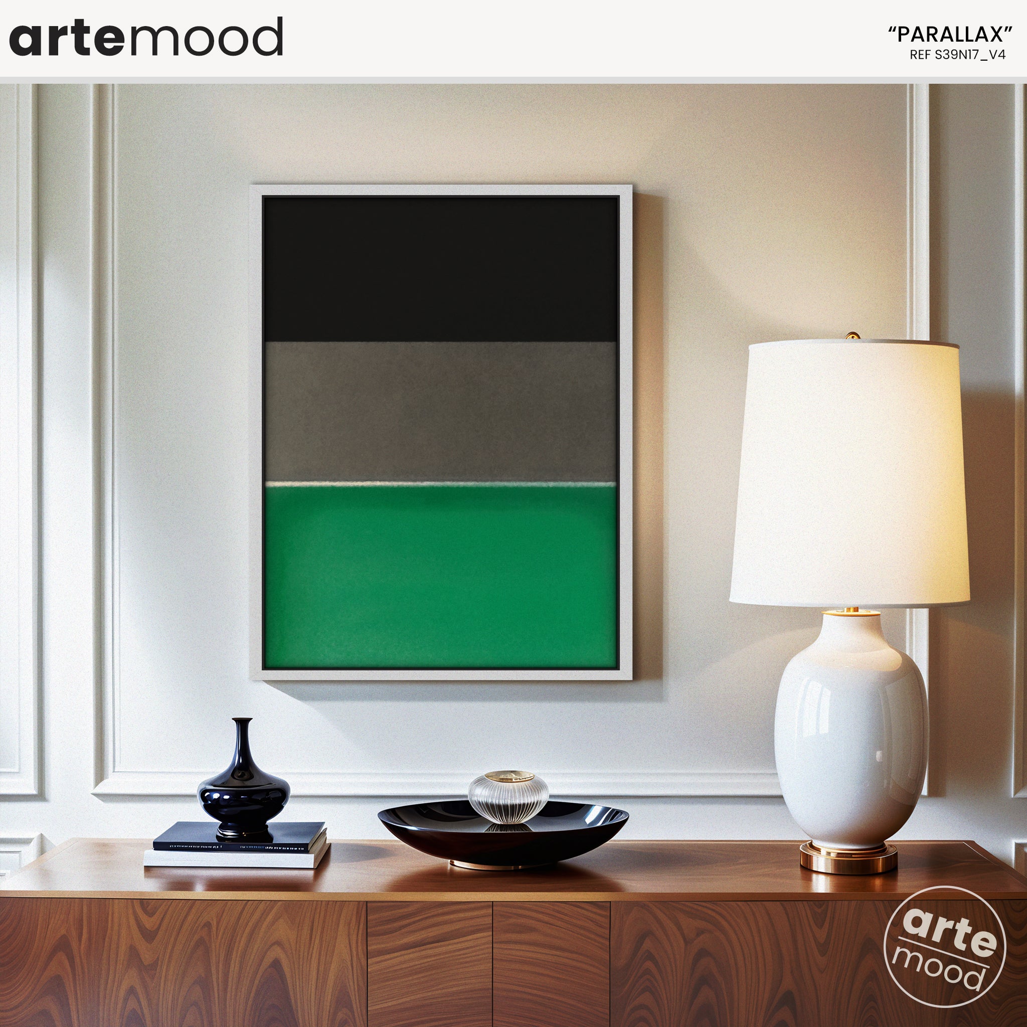 Color Field Artwork Print On Canvas - Minimalist, Zen, Black, Green, Grey, Rothko Style Wall Art