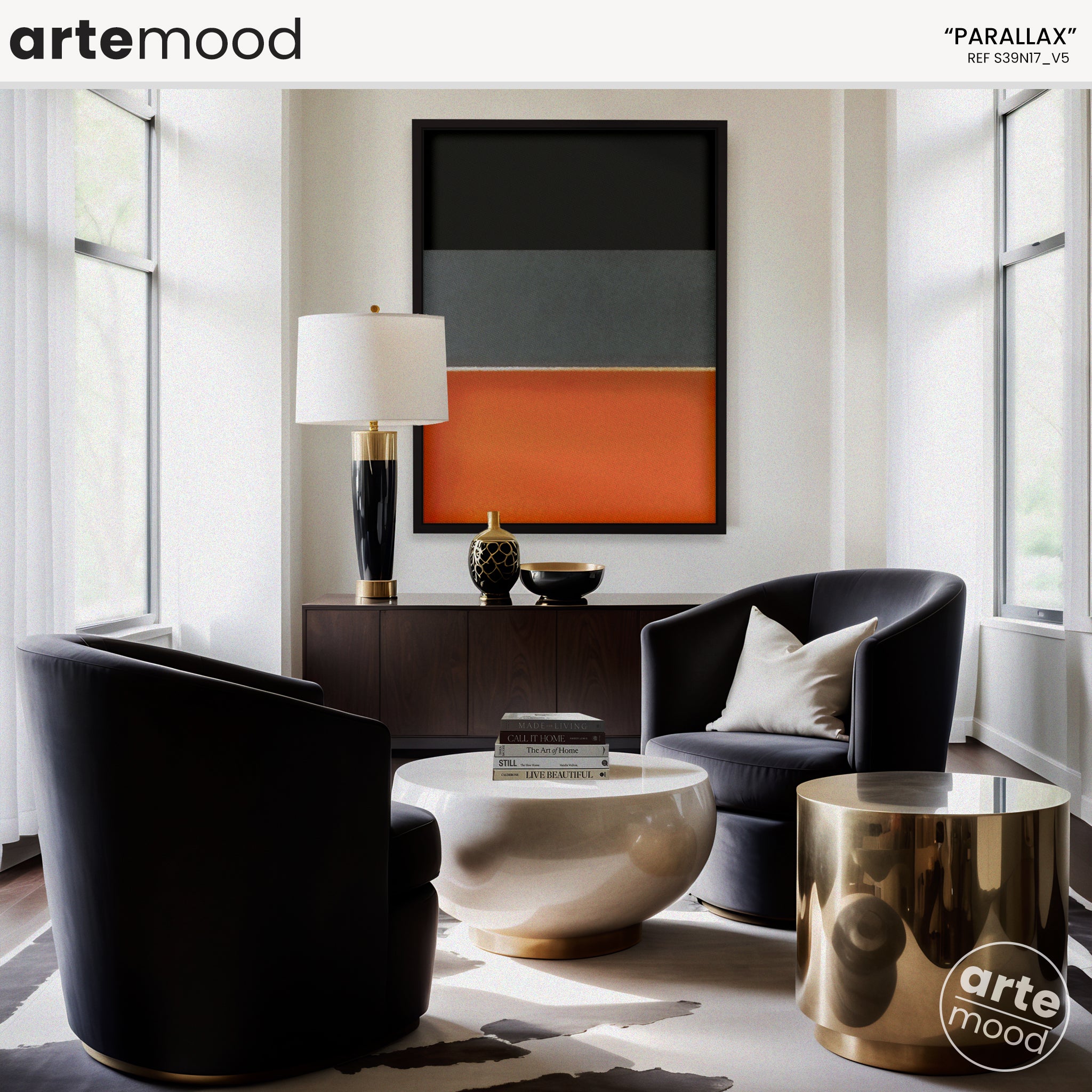 Color Field Artwork Print On Canvas - Minimalist, Zen, Orange, Black, Grey, Chic Rothko Wall Art Style