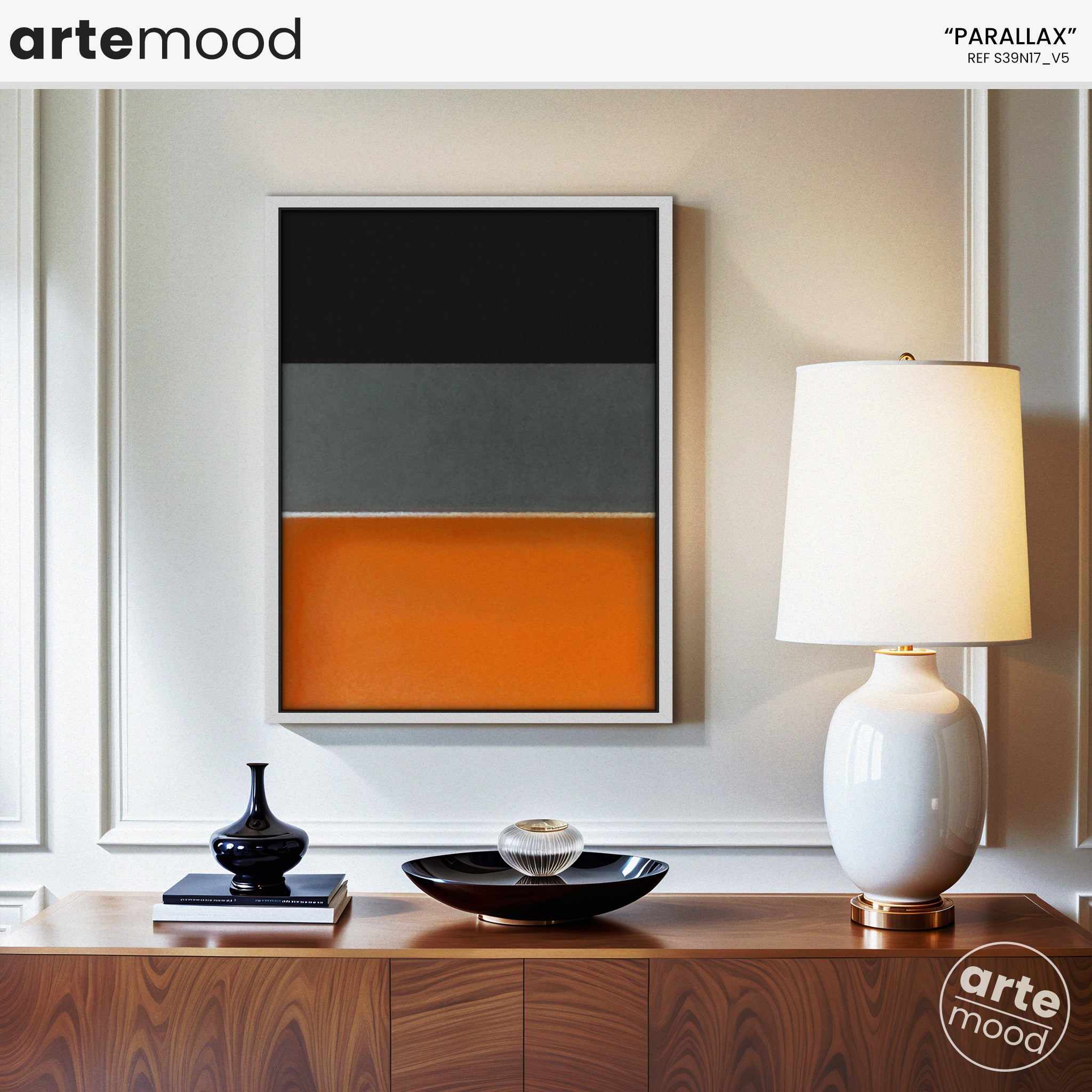 Color Field Artwork Print On Canvas - Minimalist, Zen, Orange, Black, Grey, Chic Rothko Wall Art Style