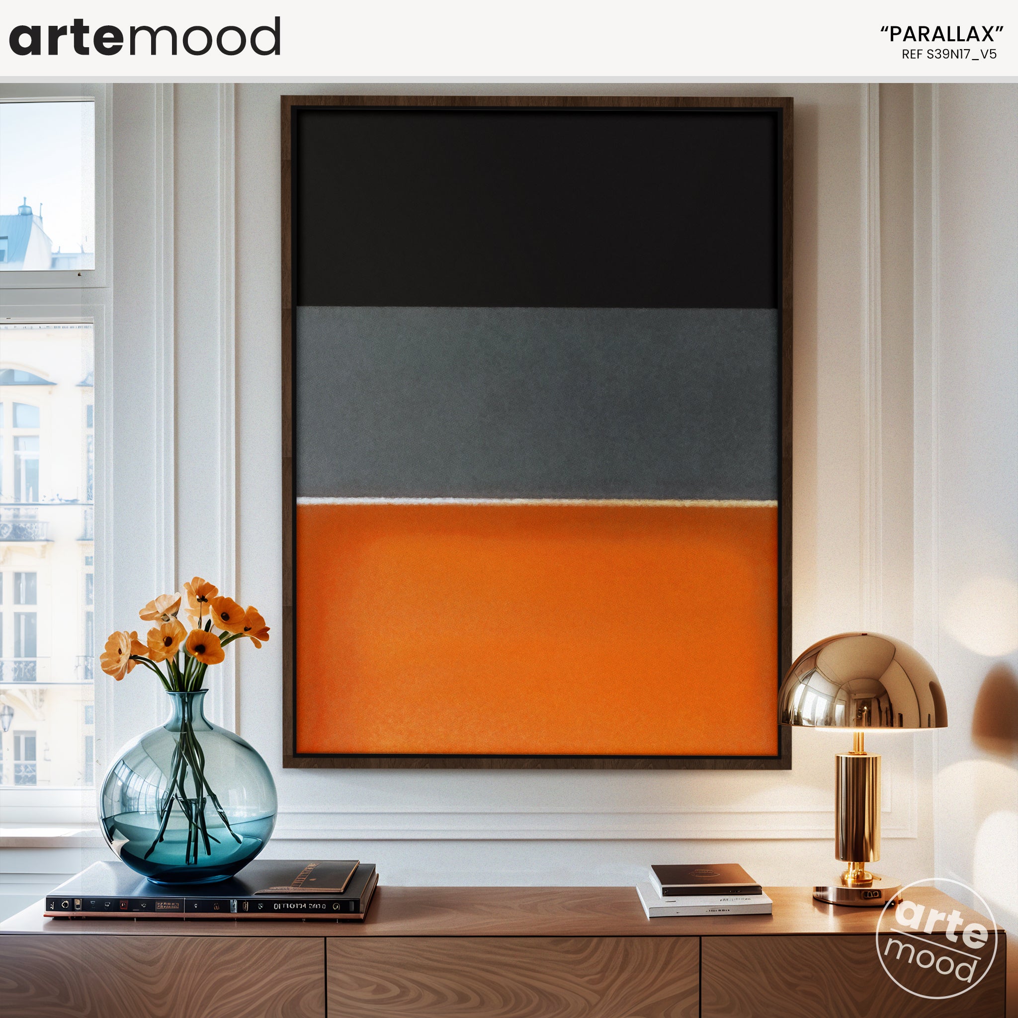 Color Field Artwork Print On Canvas - Minimalist, Zen, Orange, Black, Grey, Chic Rothko Wall Art Style