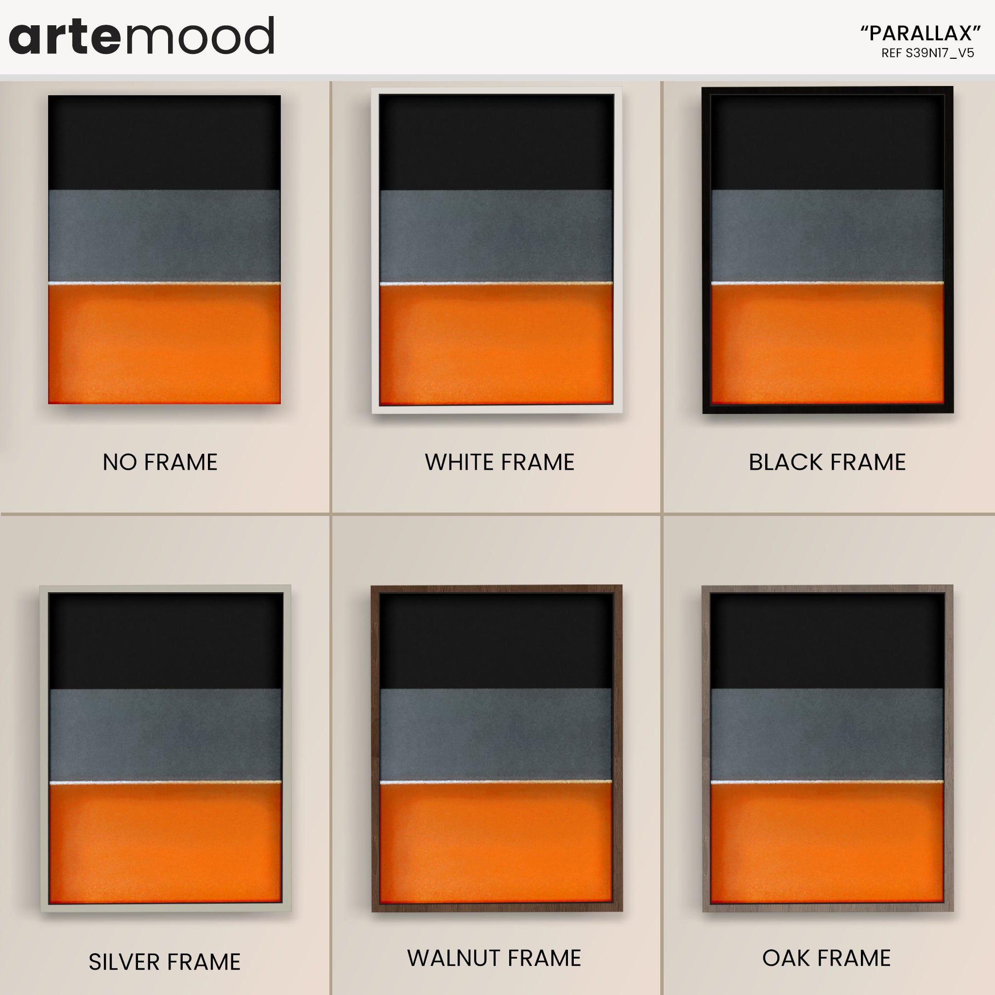 Color Field Artwork Print On Canvas - Minimalist, Zen, Orange, Black, Grey, Chic Rothko Wall Art Style