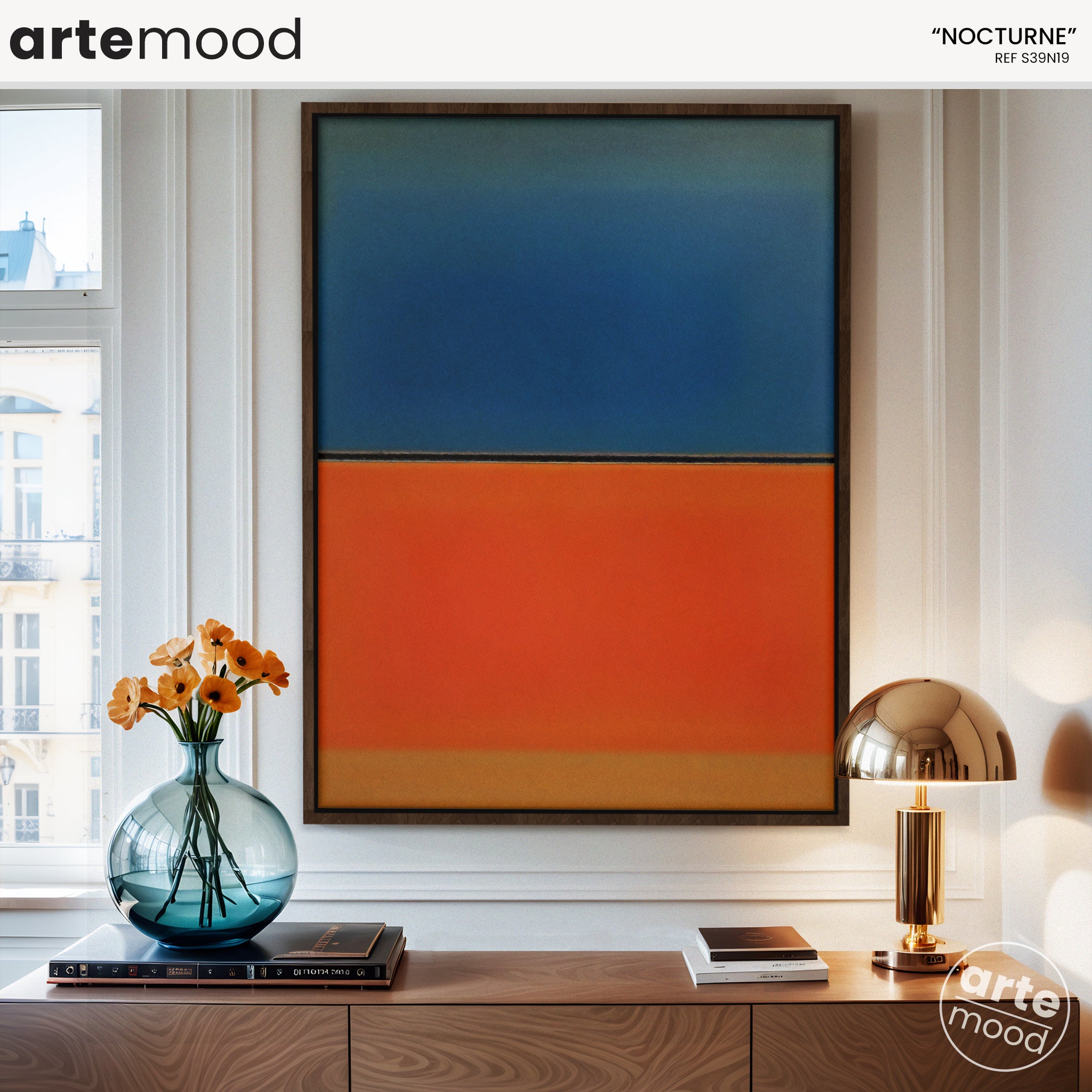 Color Field Artwork Print On Canvas - Minimalist, Zen, Blue, Orange, Yellow, Sunset Rothko Style Wall Art