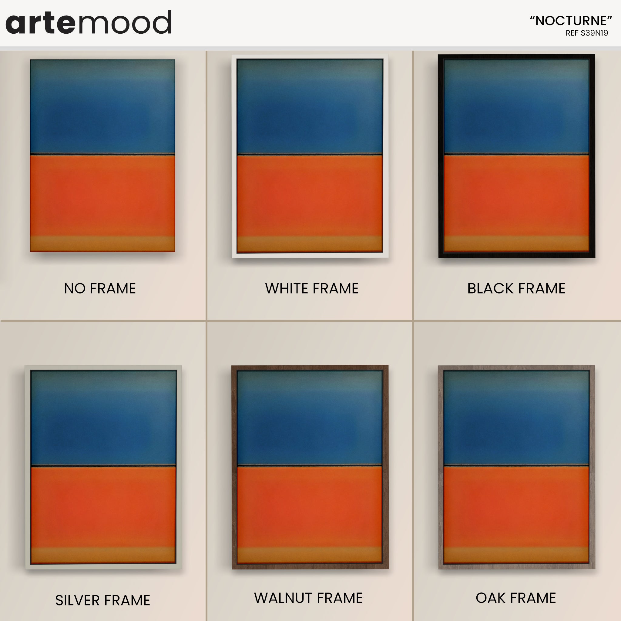 Color Field Artwork Print On Canvas - Minimalist, Zen, Blue, Orange, Yellow, Sunset Rothko Style Wall Art