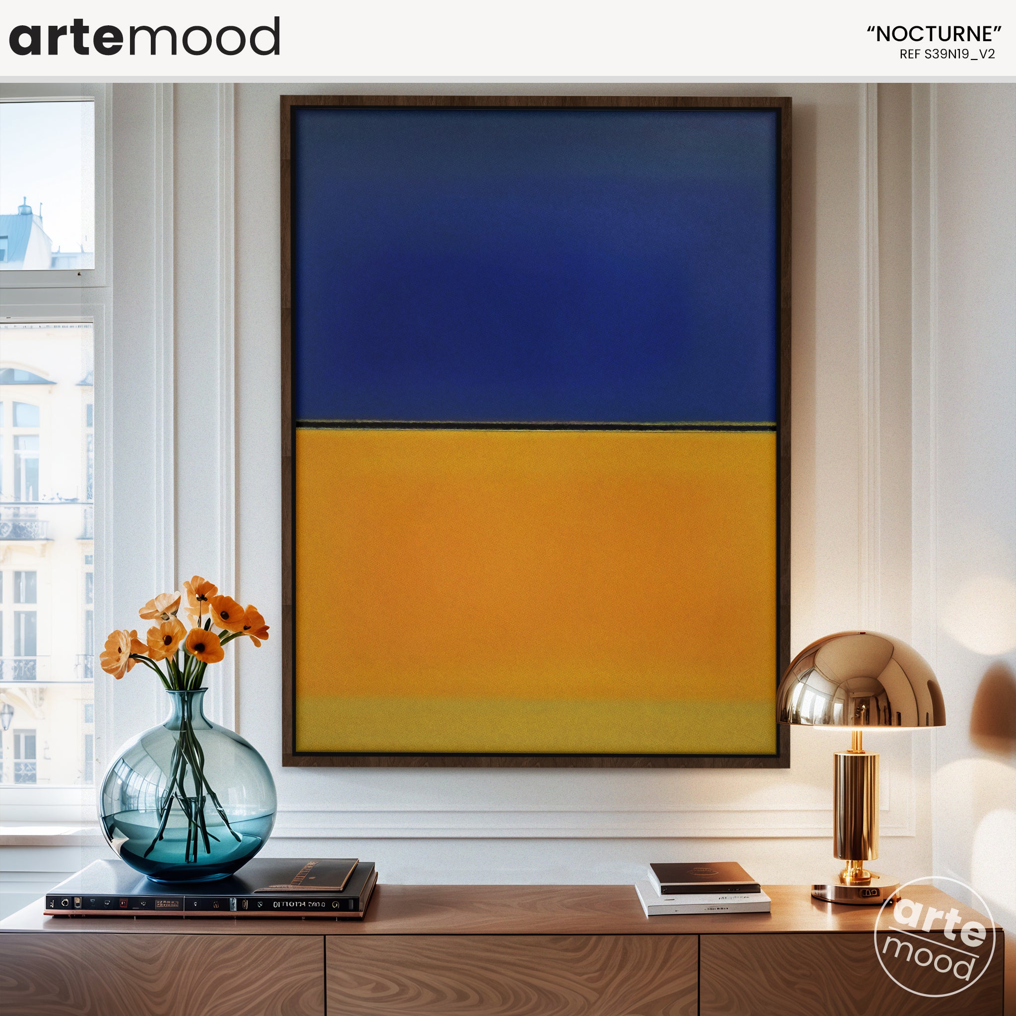 Color Field Artwork Print On Canvas - Minimalist, Zen, Blue, Yellow, Rothko Style Wall Art