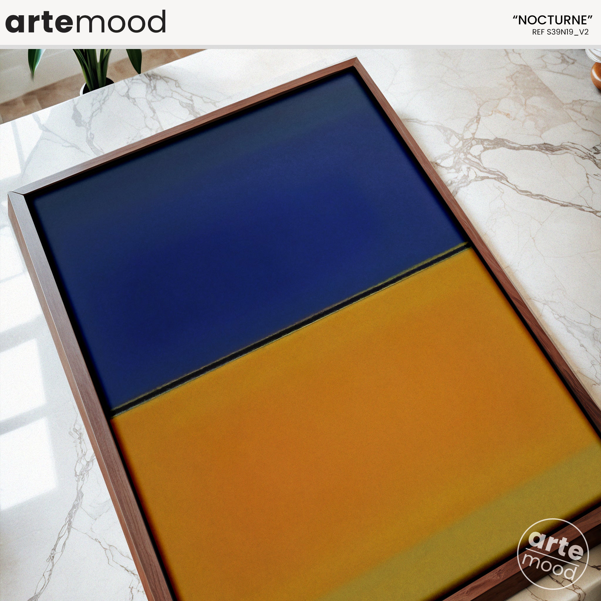 Color Field Artwork Print On Canvas - Minimalist, Zen, Blue, Yellow, Rothko Style Wall Art