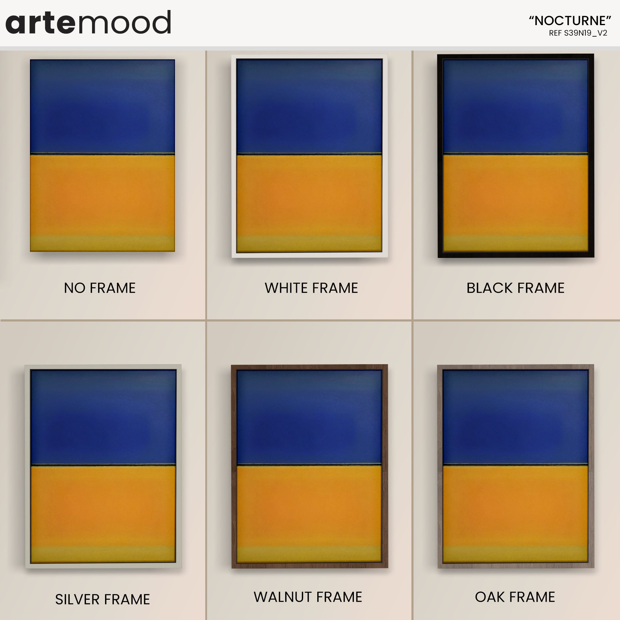 Color Field Artwork Print On Canvas - Minimalist, Zen, Blue, Yellow, Rothko Style Wall Art