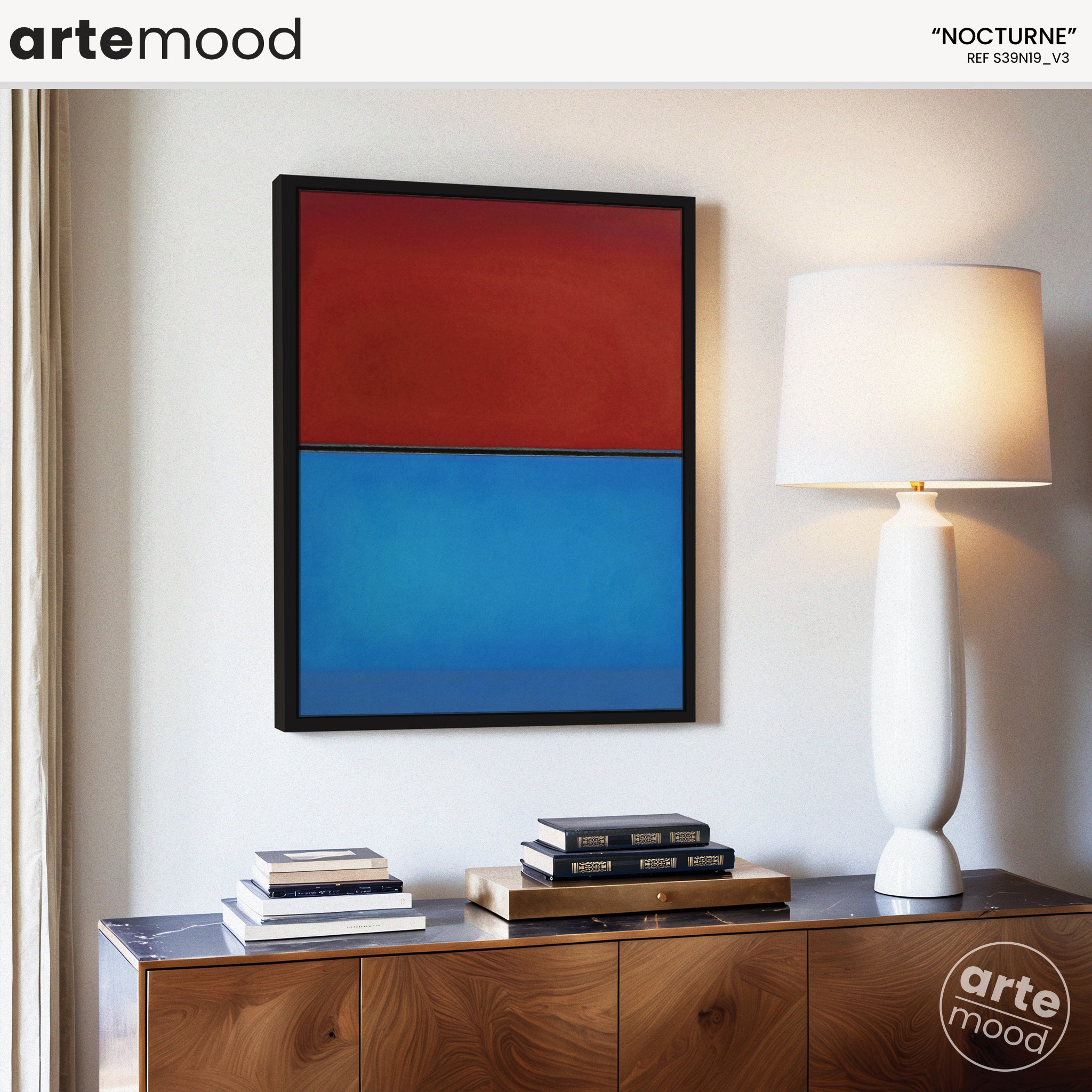 Color Field Artwork Print On Canvas - Minimalist, Zen, Red, Blue, Mark Rothko Style Wall Art Decor