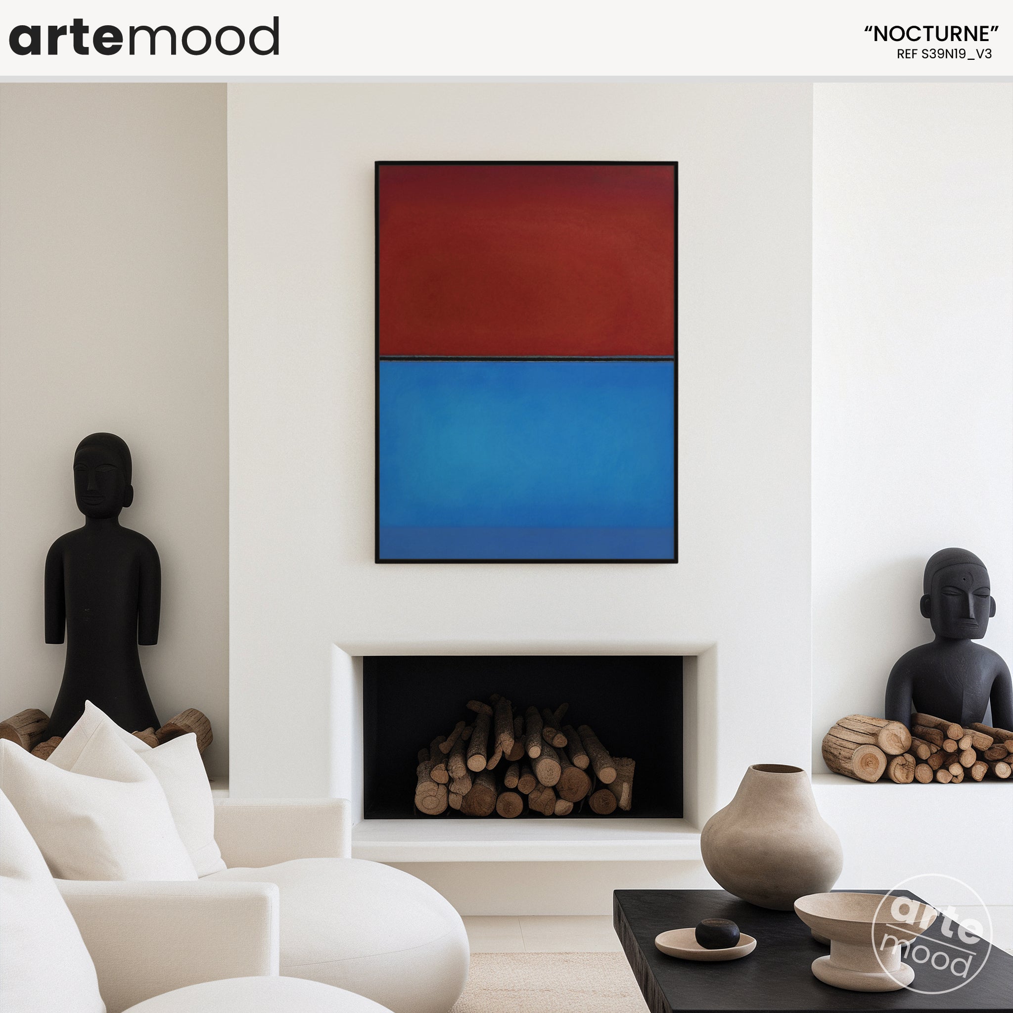 Color Field Artwork Print On Canvas - Minimalist, Zen, Red, Blue, Mark Rothko Style Wall Art Decor