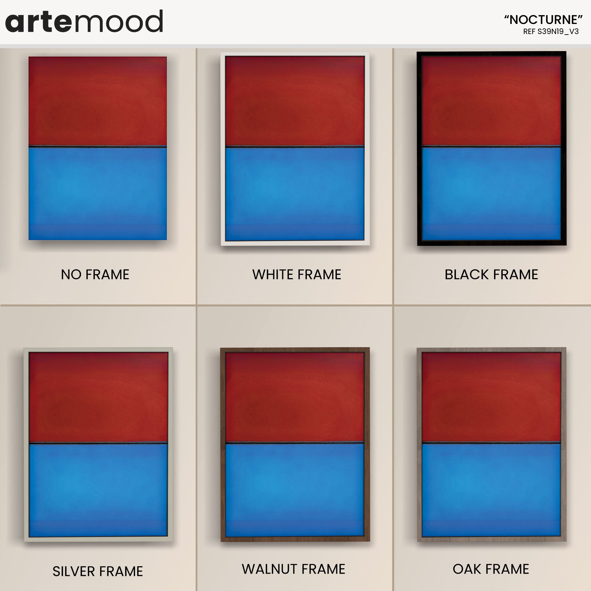 Color Field Artwork Print On Canvas - Minimalist, Zen, Red, Blue, Mark Rothko Style Wall Art Decor