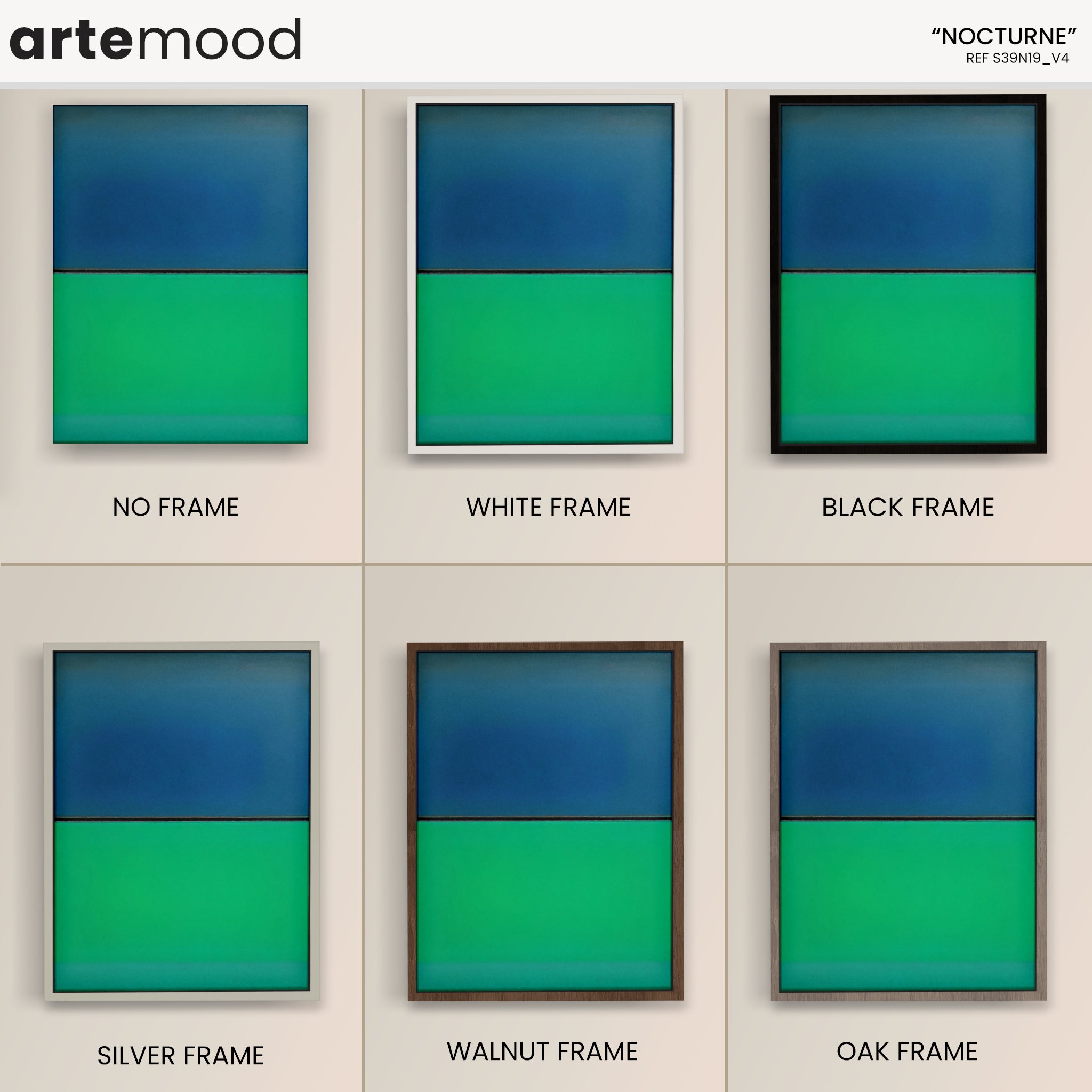 Color Field Artwork Print On Canvas - Minimalist, Zen, Blue, Green, Nature, Relaxing Wall Art Framed