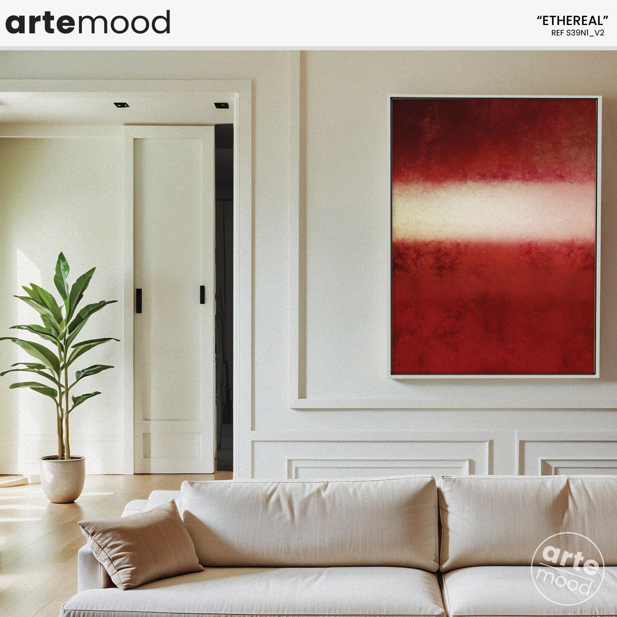 Color Field Artwork Print On Canvas - Minimalist, Zen, Red Colors, Vibrant Red, Impact, Chic, Contemporary Wall Art