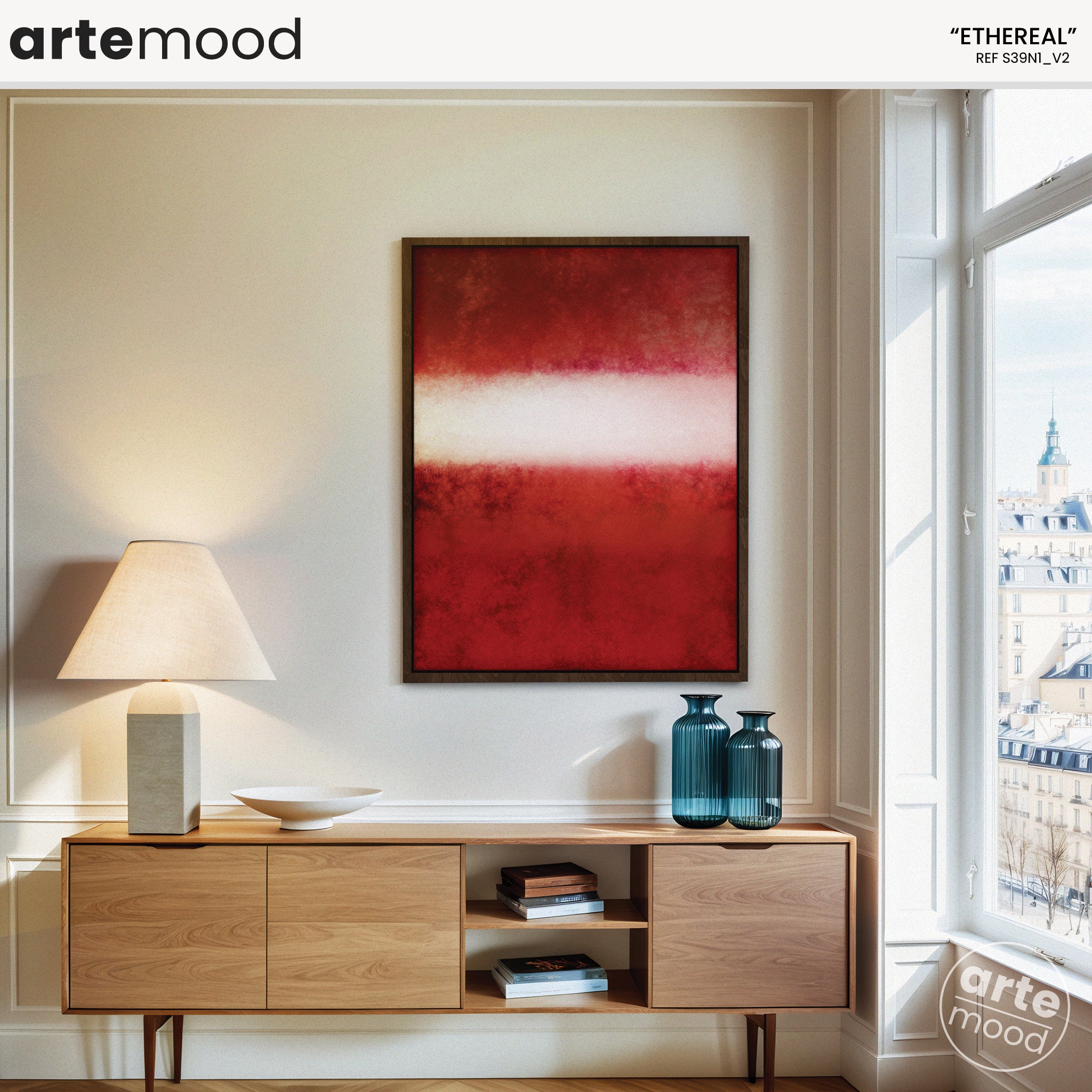 Color Field Artwork Print On Canvas - Minimalist, Zen, Red Colors, Vibrant Red, Impact, Chic, Contemporary Wall Art