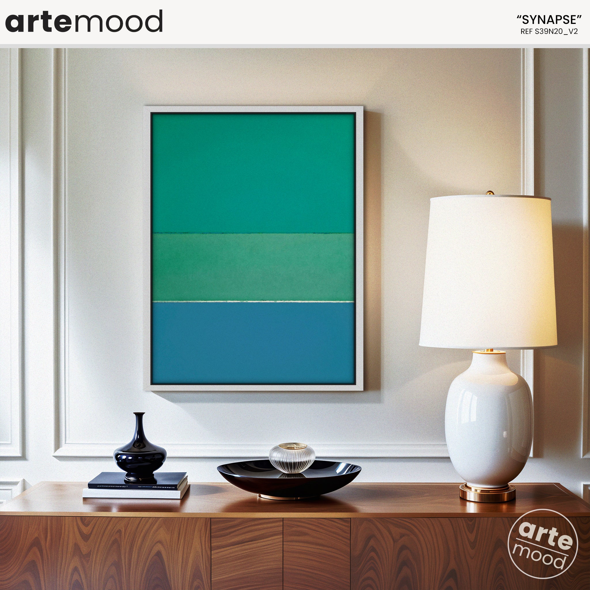 Color Field Artwork Print On Canvas - Minimalist, Zen, Green, Blue, Nature, Forest, Rothko Style