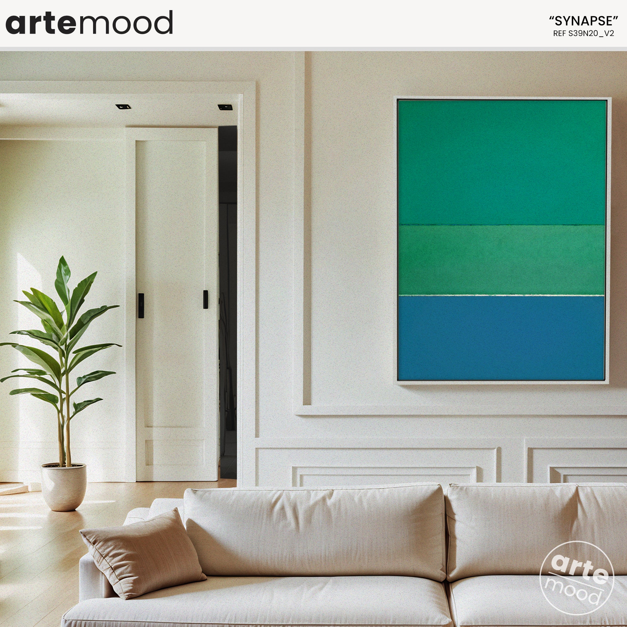 Color Field Artwork Print On Canvas - Minimalist, Zen, Green, Blue, Nature, Forest, Rothko Style