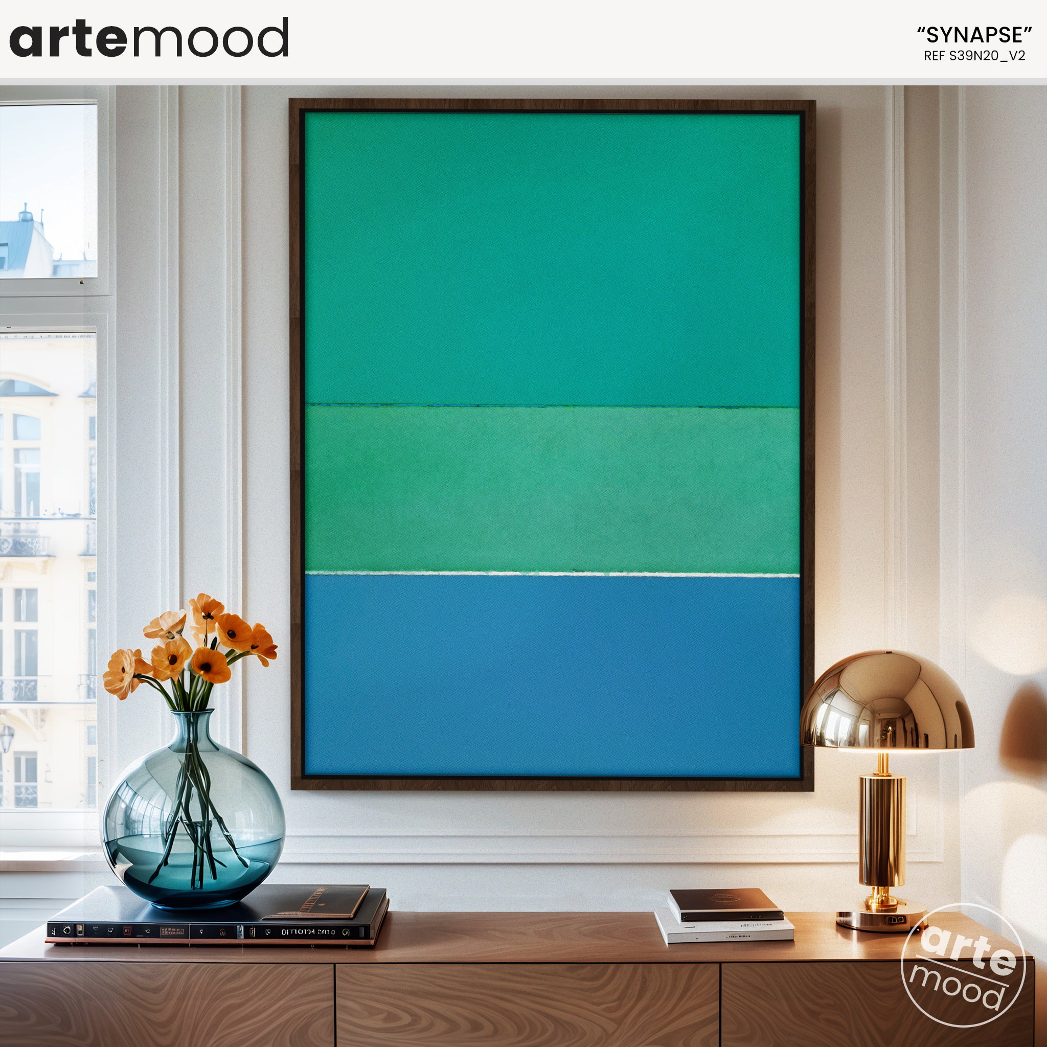 Color Field Artwork Print On Canvas - Minimalist, Zen, Green, Blue, Nature, Forest, Rothko Style