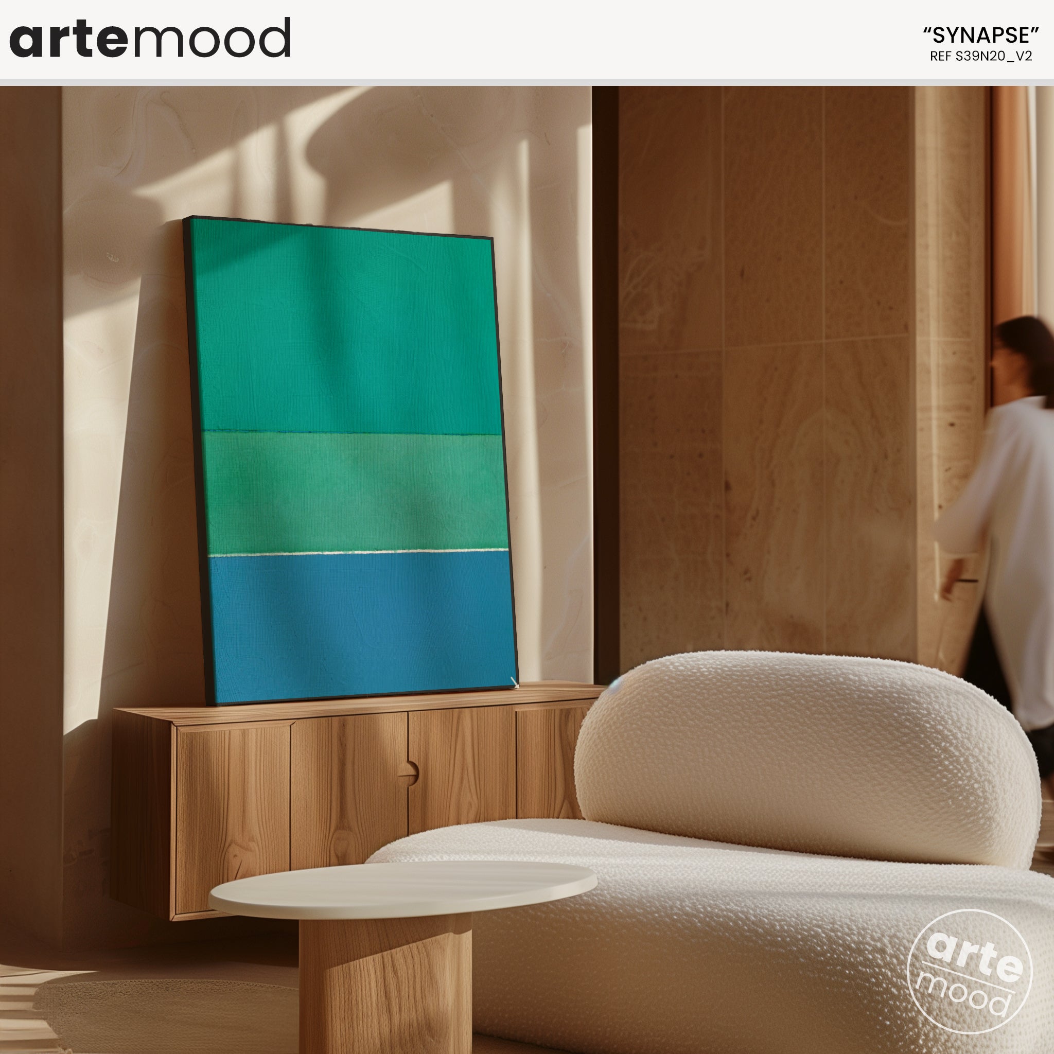 Color Field Artwork Print On Canvas - Minimalist, Zen, Green, Blue, Nature, Forest, Rothko Style