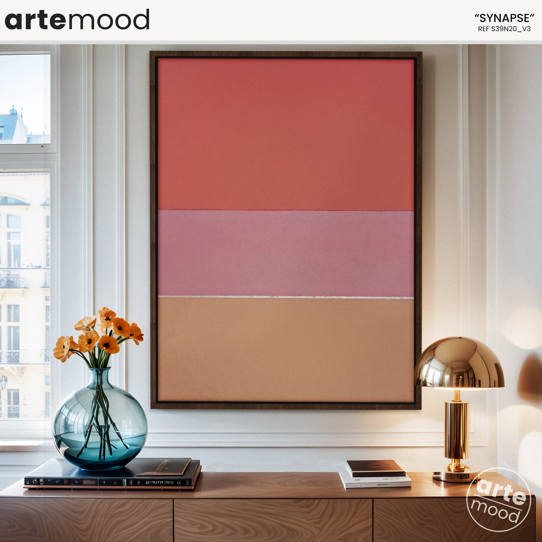 Color Field Artwork Print On Canvas - Minimalist, Zen, Red, Orange, Golden, Pastel Rothko Style