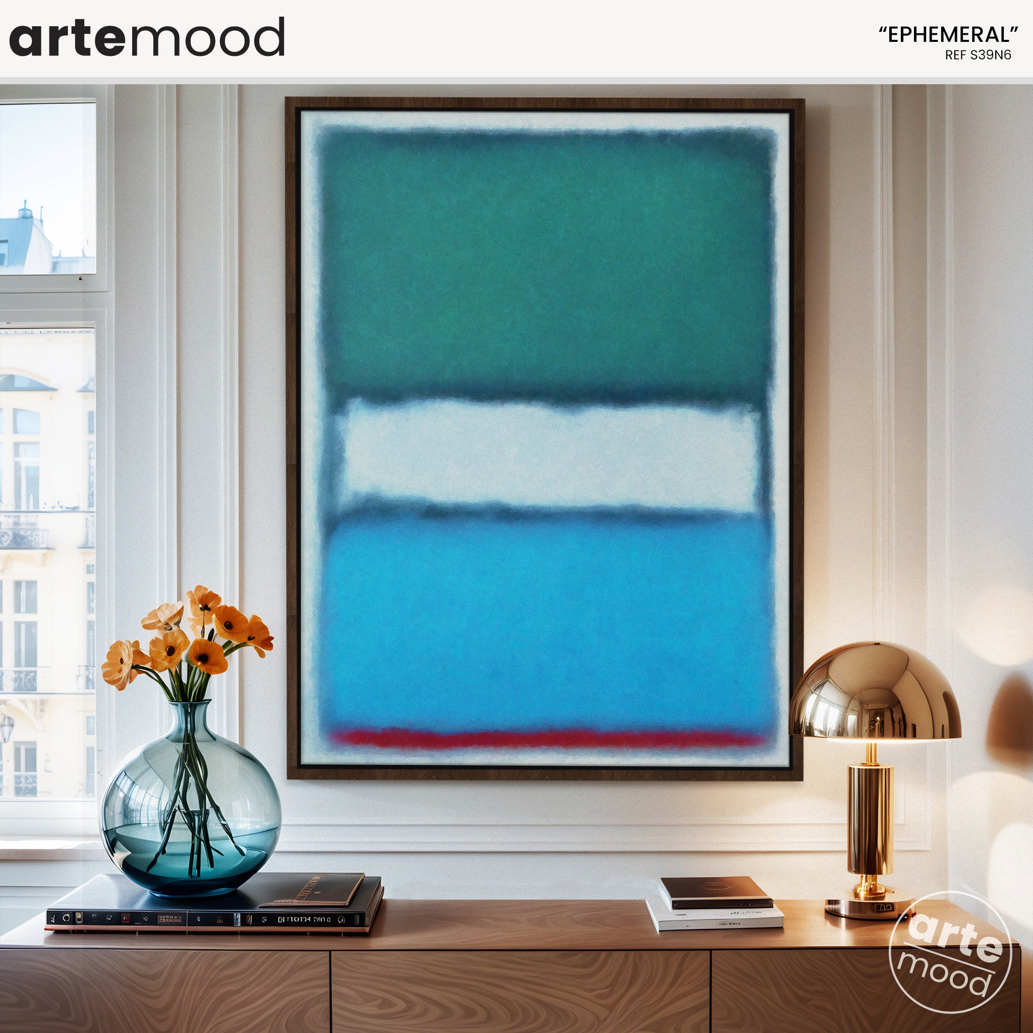 Color Field Artwork Print On Canvas - Minimalist, Zen, Blue, Green, Rothko Style Art