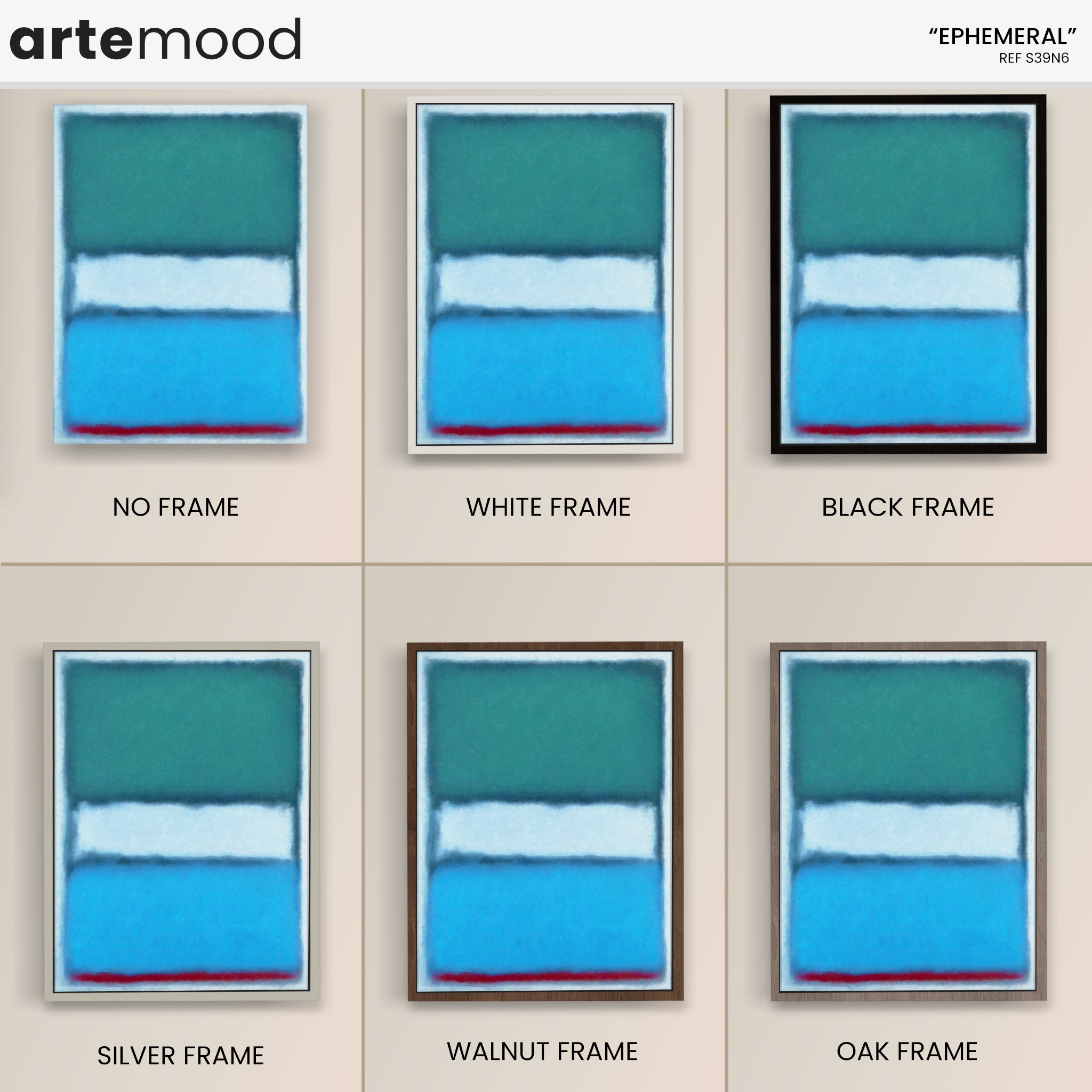 Color Field Artwork Print On Canvas - Minimalist, Zen, Blue, Green, Rothko Style Art