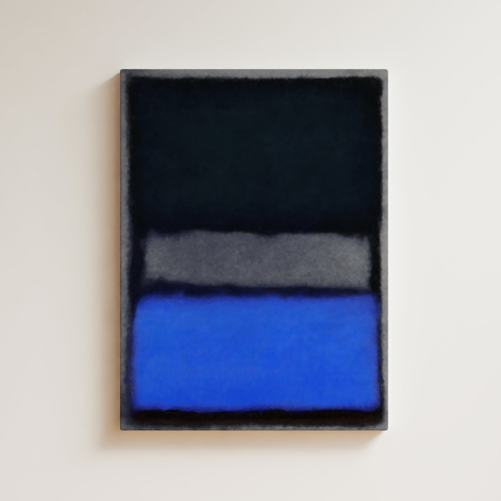 Color Field Artwork Print On Canvas - Minimalist, Zen, Black, Blue, Rothko Style Wall Art