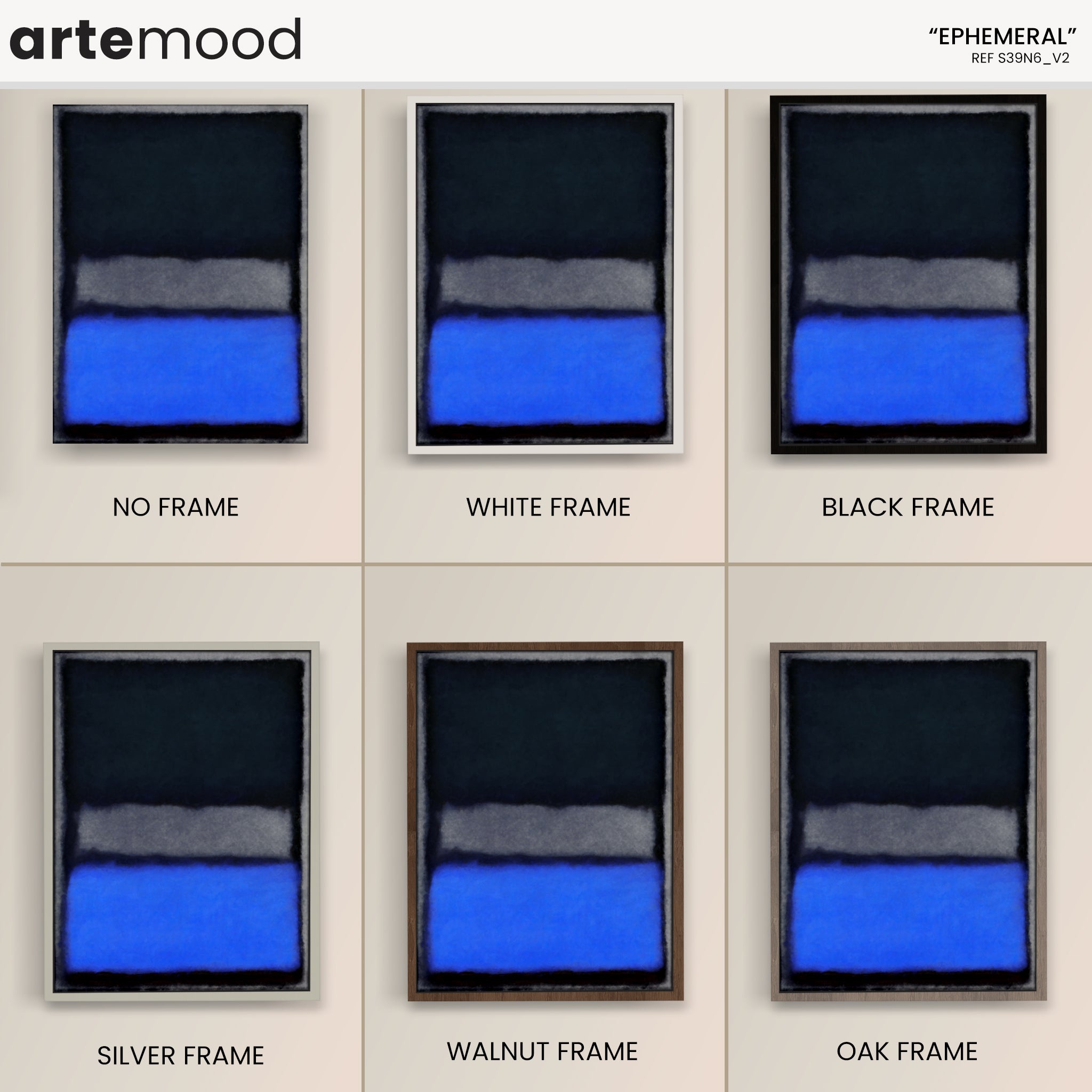 Color Field Artwork Print On Canvas - Minimalist, Zen, Black, Blue, Rothko Style Wall Art