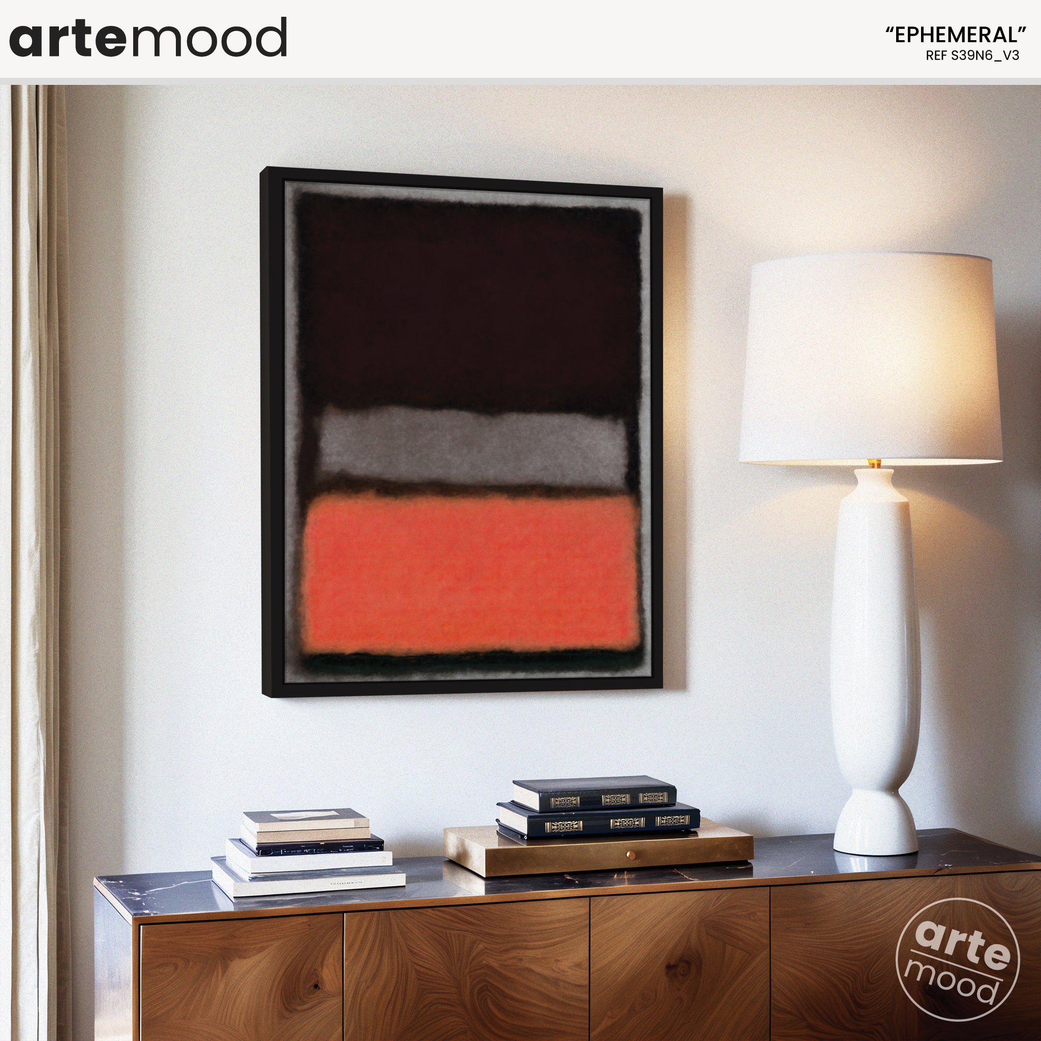 Color Field Artwork Print On Canvas - Black, Grey, Orange, Contemporary, Loft Art, Luxury Art, Striking