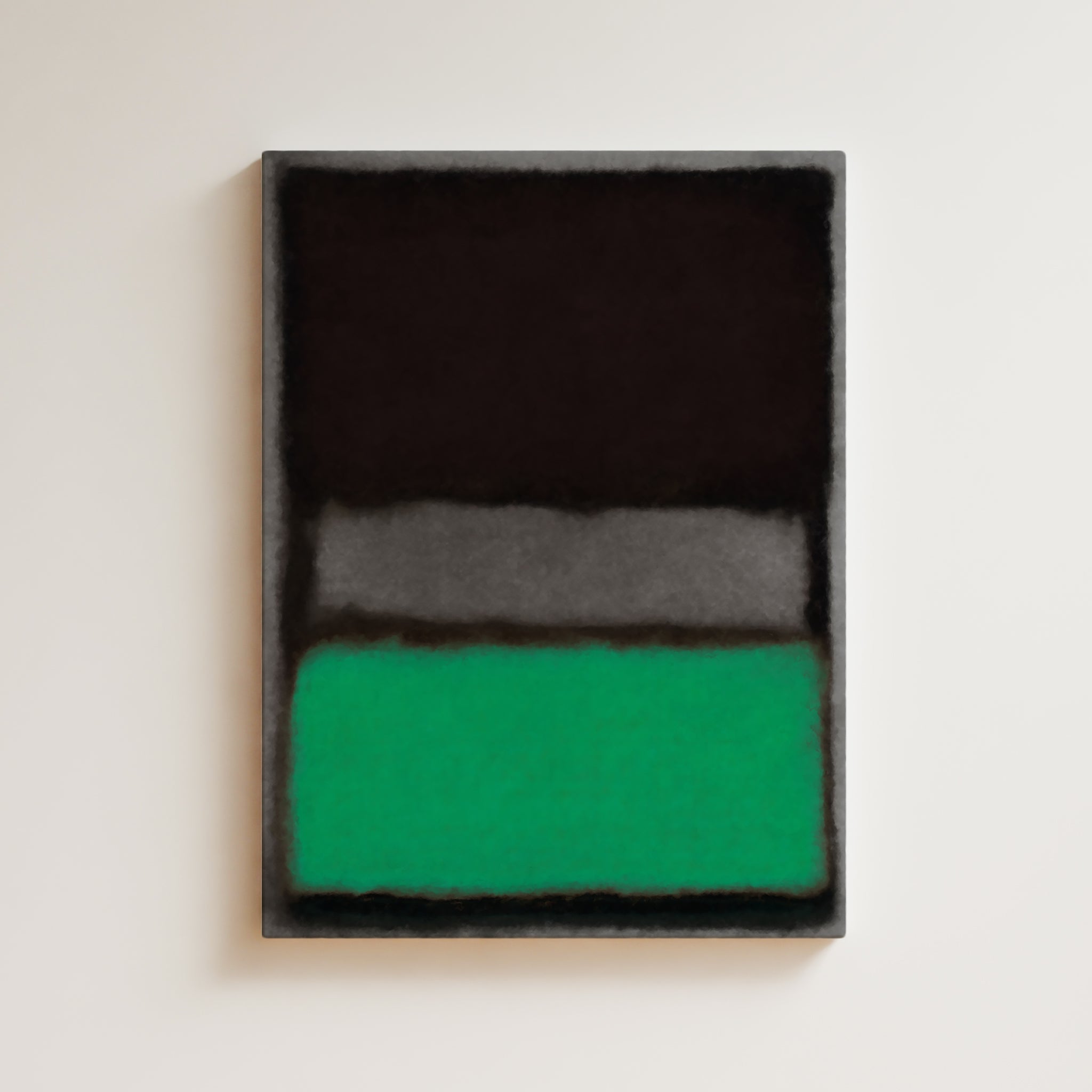 Color Field Artwork Print On Canvas - Minimalist, Zen, Green, Black, Rothko Style Expressive Wall Art