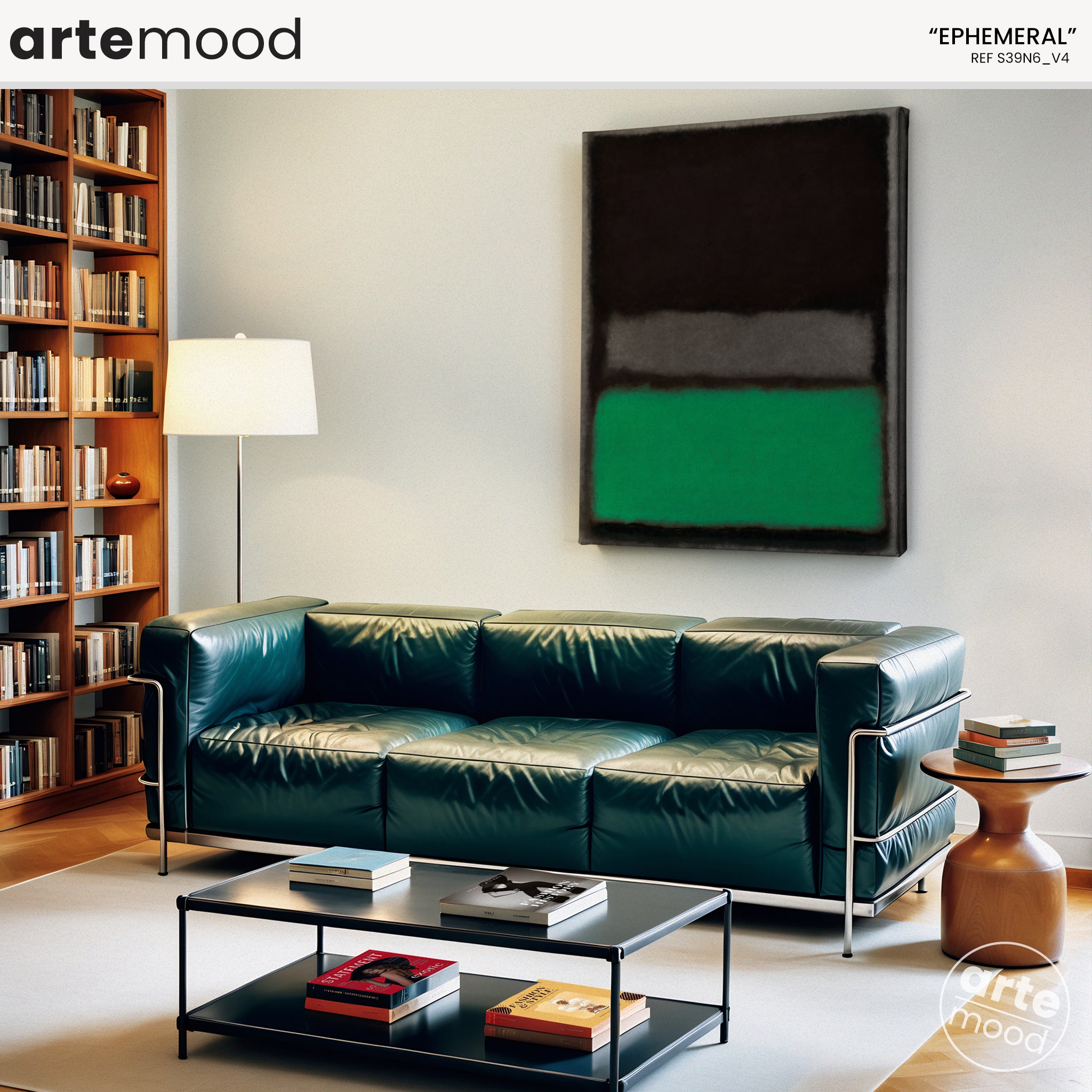 Color Field Artwork Print On Canvas - Minimalist, Zen, Green, Black, Rothko Style Expressive Wall Art