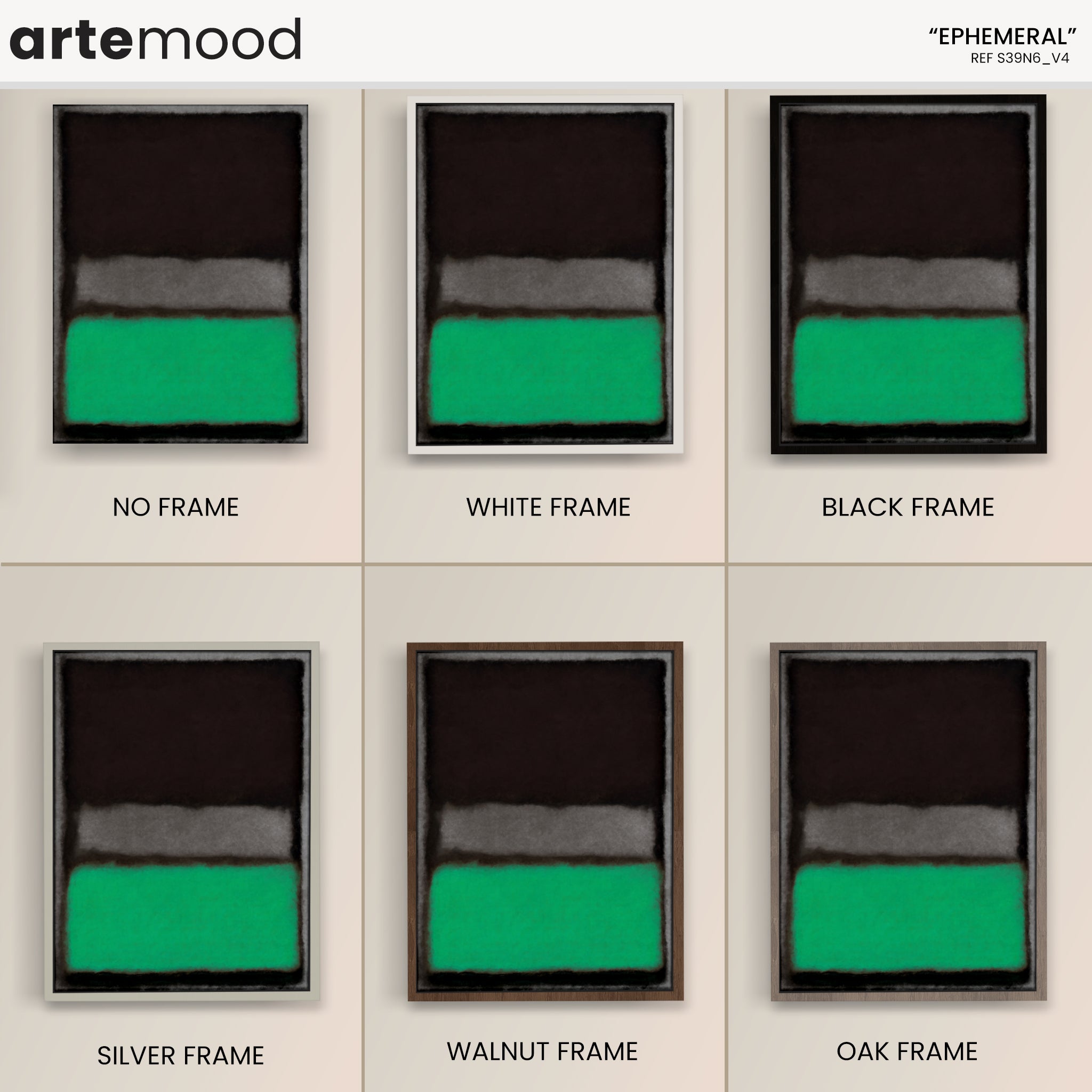 Color Field Artwork Print On Canvas - Minimalist, Zen, Green, Black, Rothko Style Expressive Wall Art