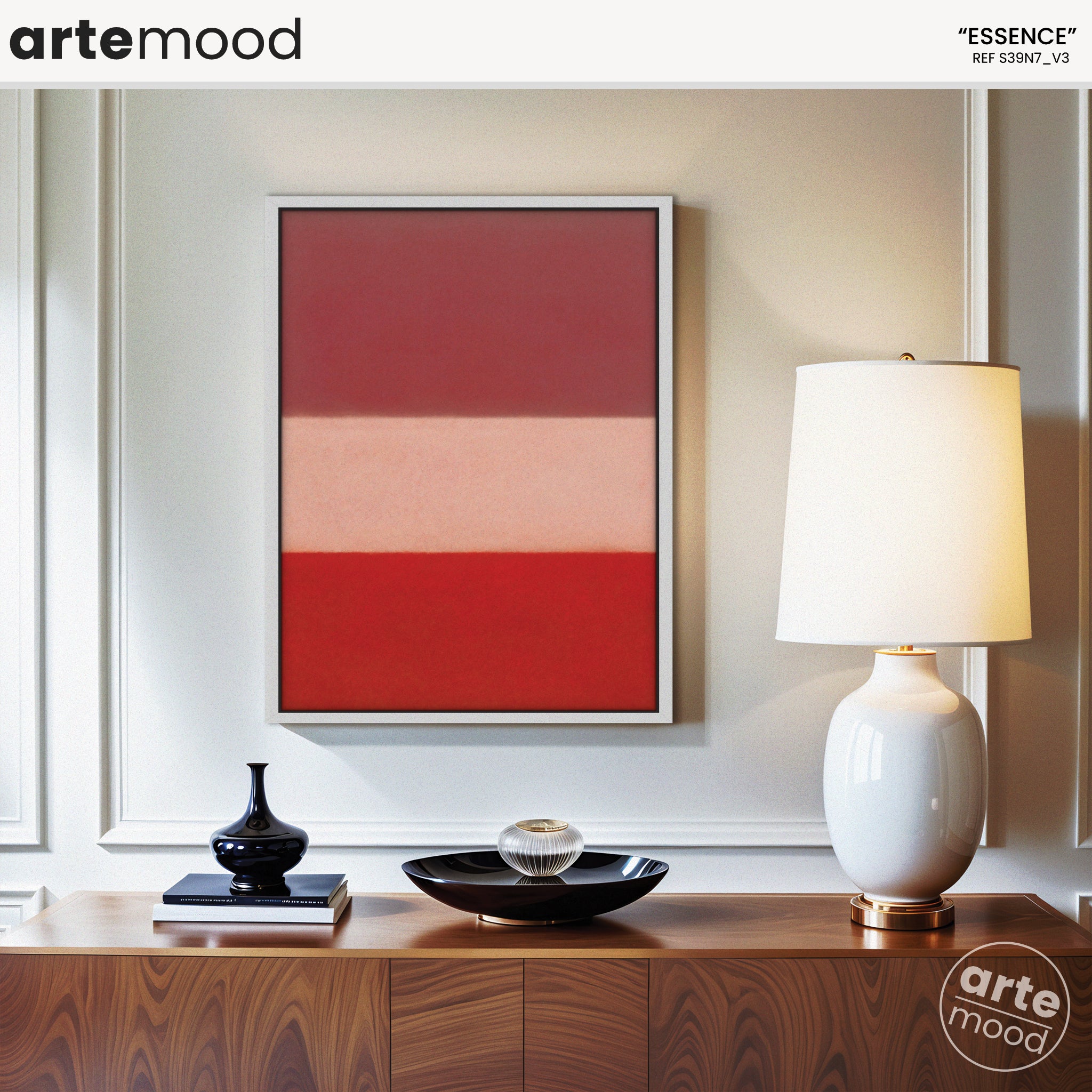 Color Field Artwork Print On Canvas - Minimalist, Zen, Red Tones, Vibrant, Passion