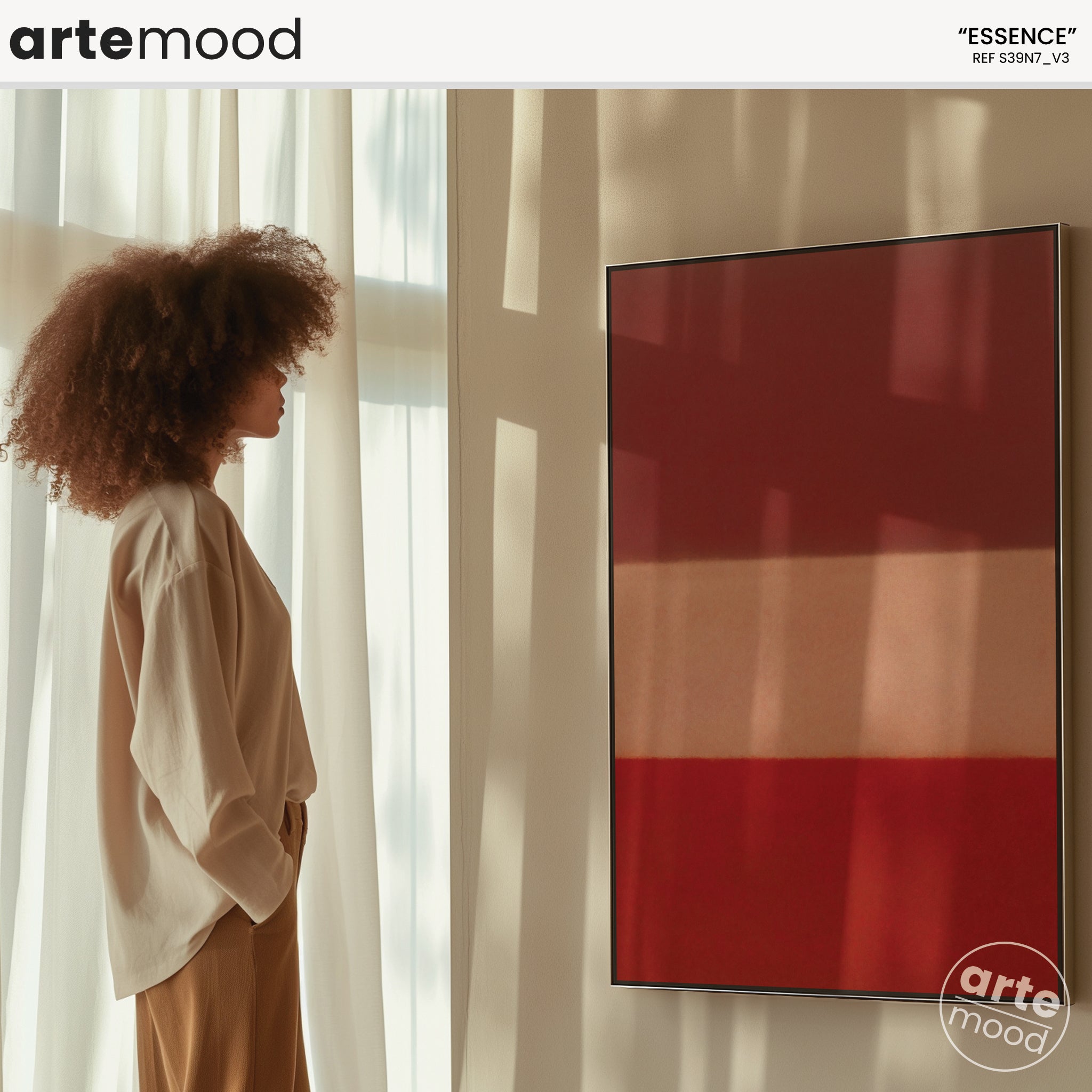 Color Field Artwork Print On Canvas - Minimalist, Zen, Red Tones, Vibrant, Passion