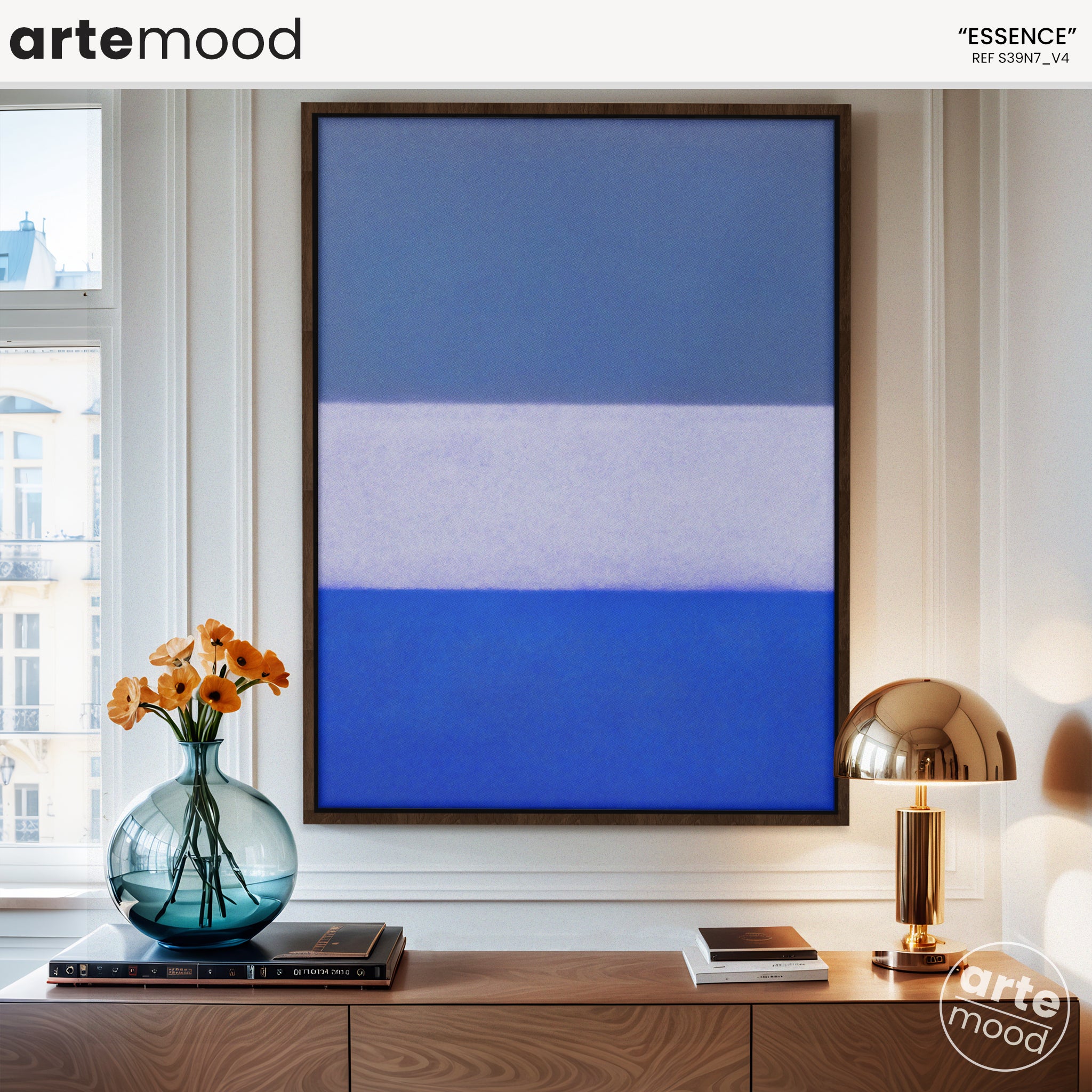 Color Field Artwork Print On Canvas - Minimalist, Zen, Blue, Violet, Neutral Tones, Calming Wall Art