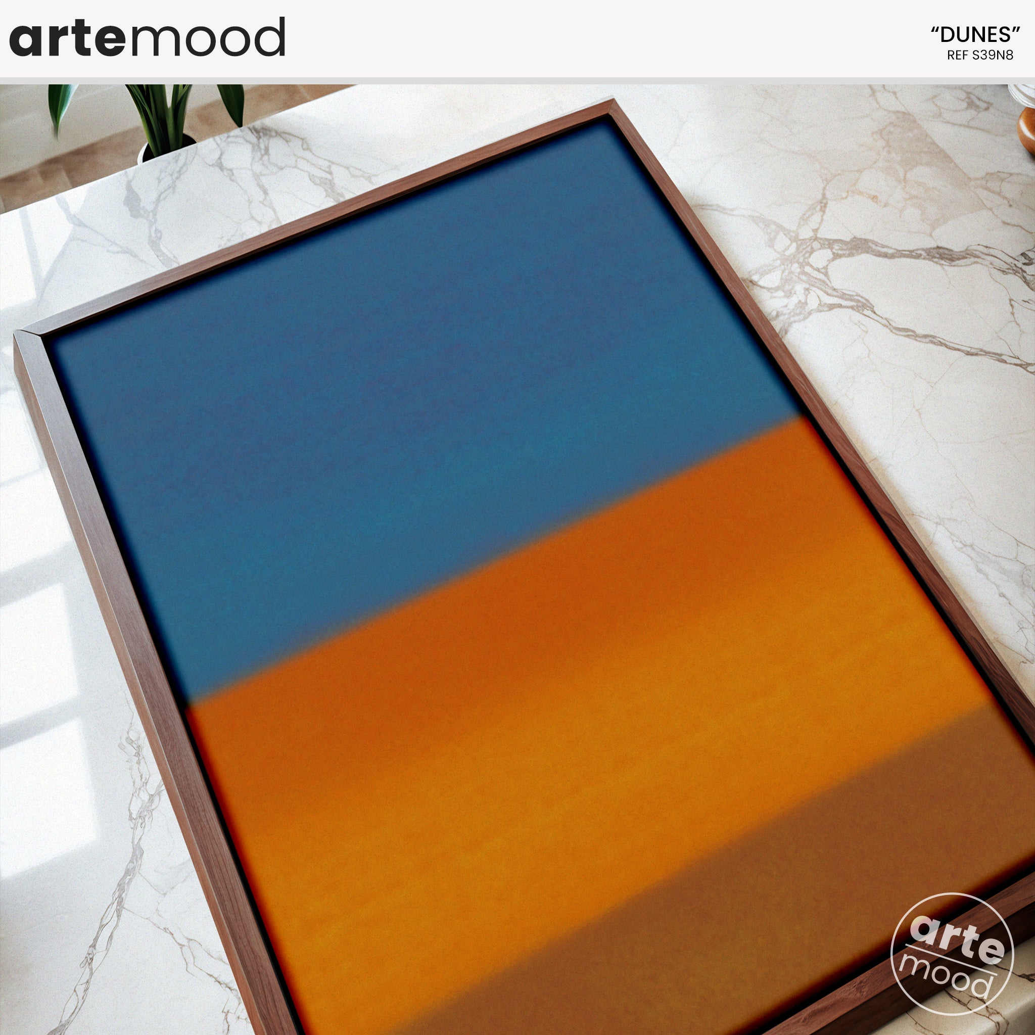 Color Field Artwork Print On Canvas - Minimalist, Zen, Orange, Blue, Sand Dunes, Beach, Wall Art