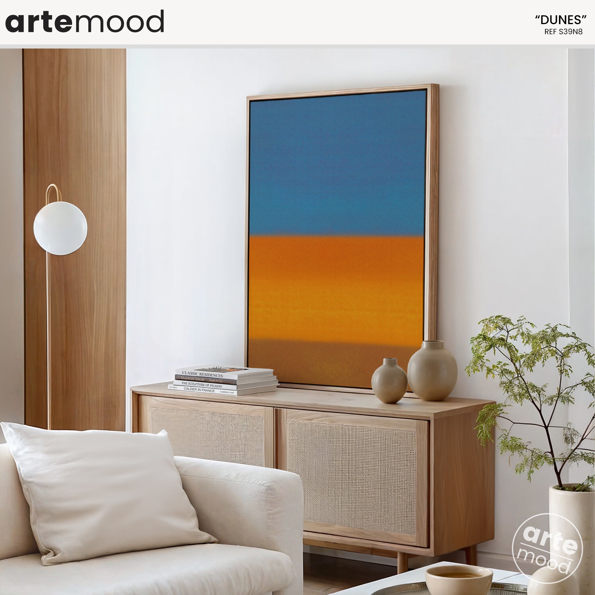 Color Field Artwork Print On Canvas - Minimalist, Zen, Orange, Blue, Sand Dunes, Beach, Wall Art