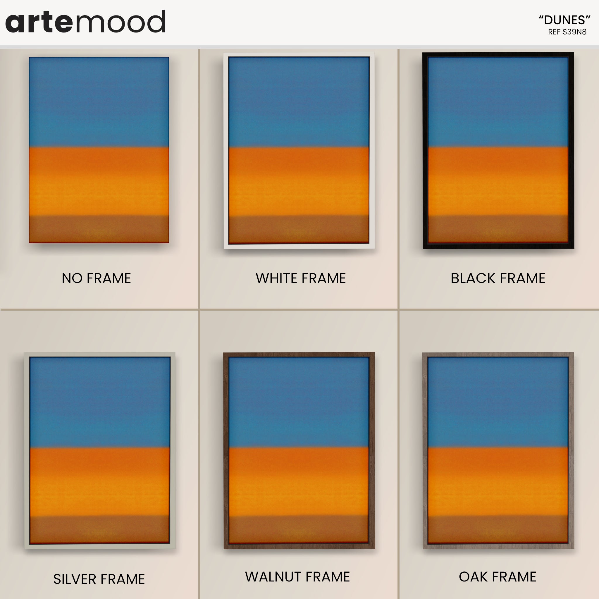 Color Field Artwork Print On Canvas - Minimalist, Zen, Orange, Blue, Sand Dunes, Beach, Wall Art