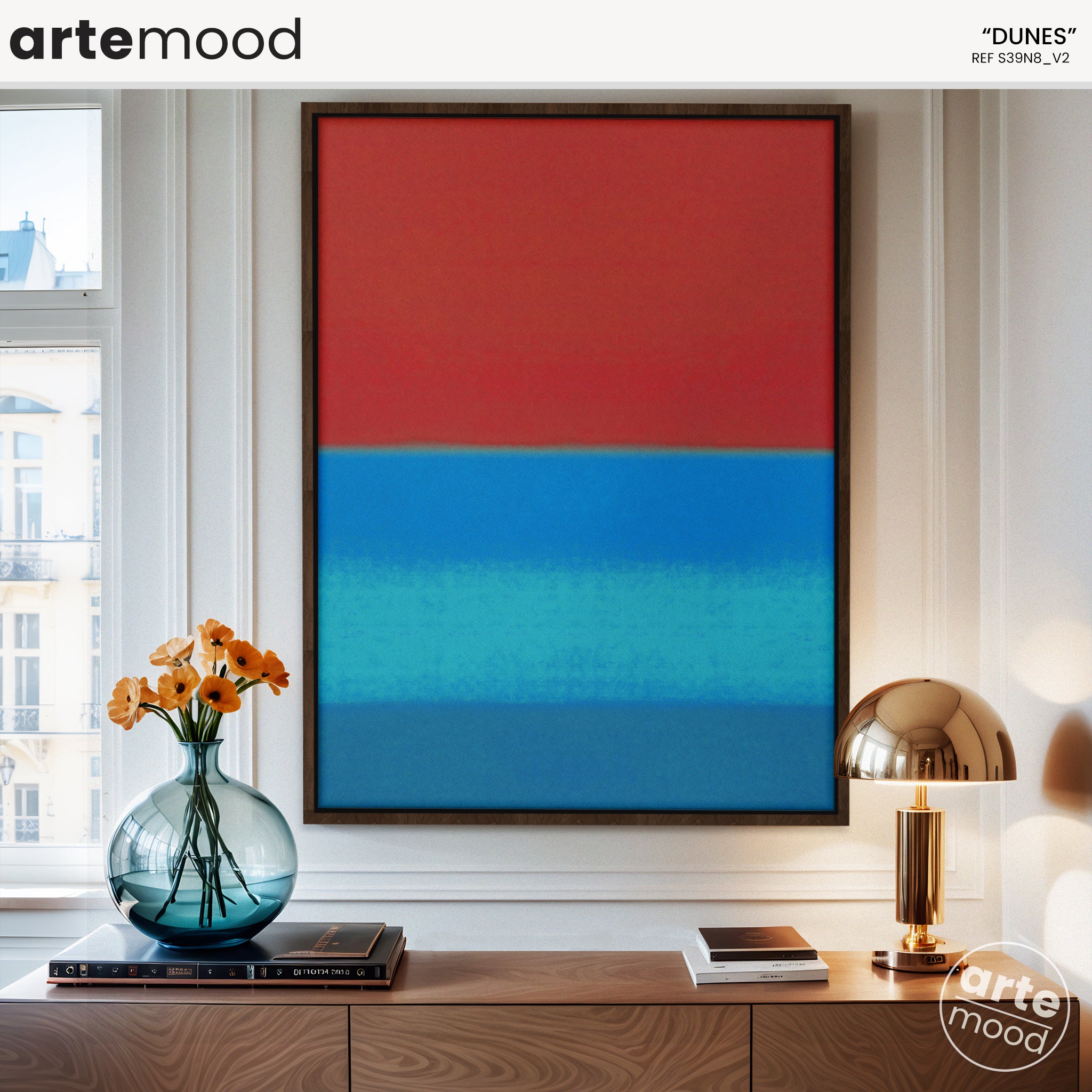 Color Field Artwork Print On Canvas - Minimalist, Zen, Red, Blue, Rothko Style Wall Art