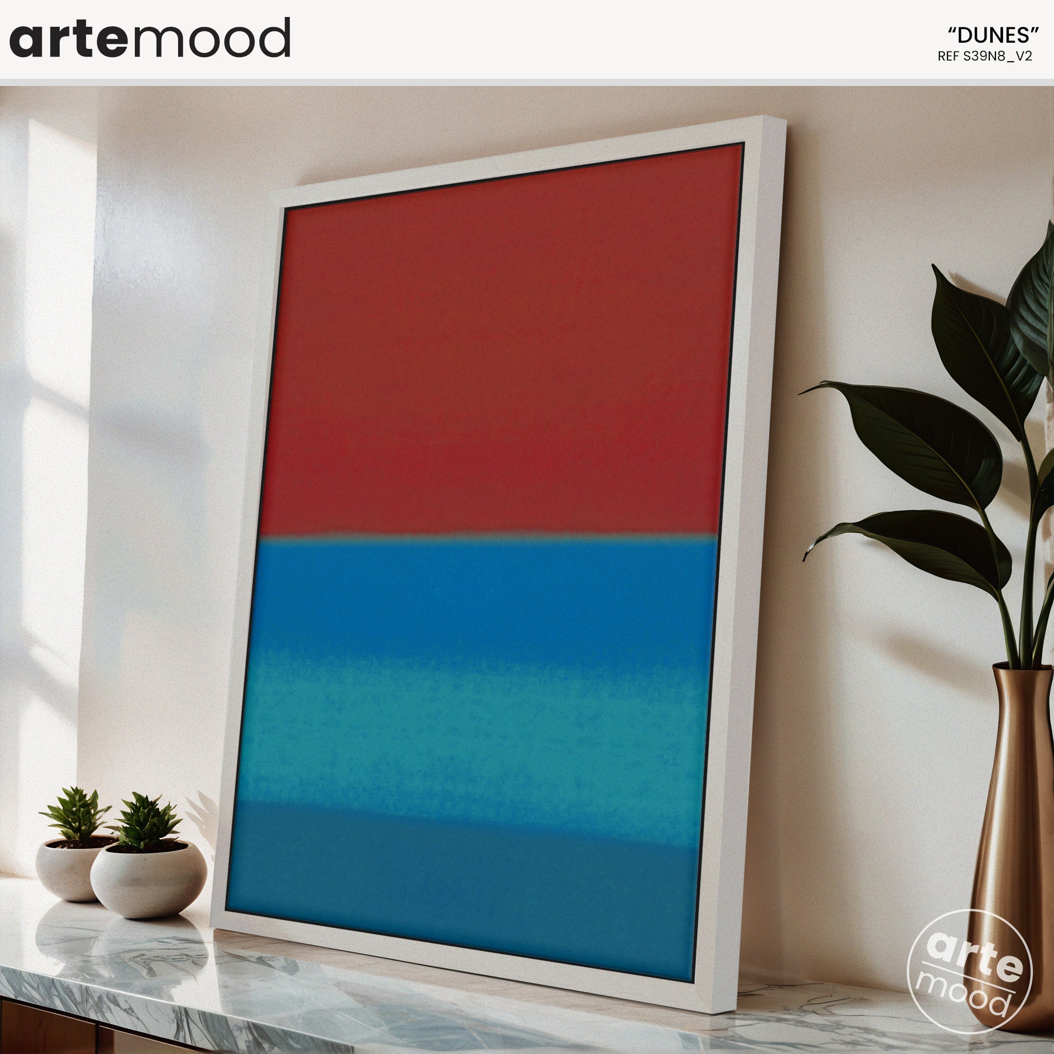 Color Field Artwork Print On Canvas - Minimalist, Zen, Red, Blue, Rothko Style Wall Art