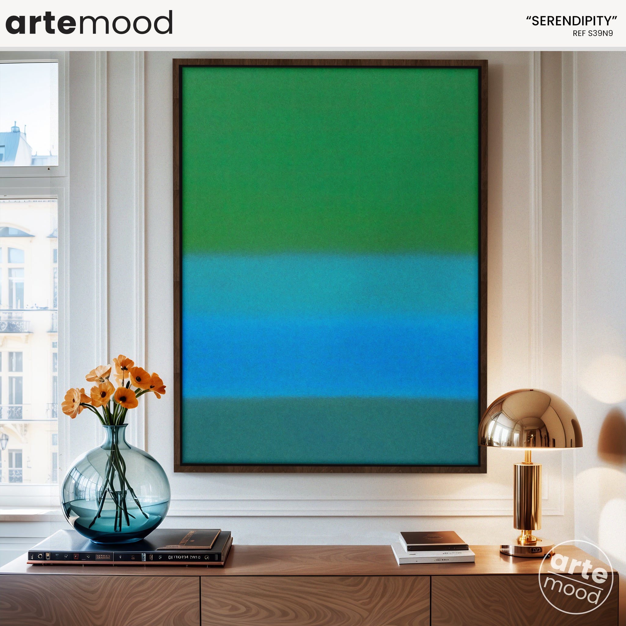 Color Field Artwork Print On Canvas - Minimalist, Zen, Green, Blue, Serene Wall Art Print Rothko Style