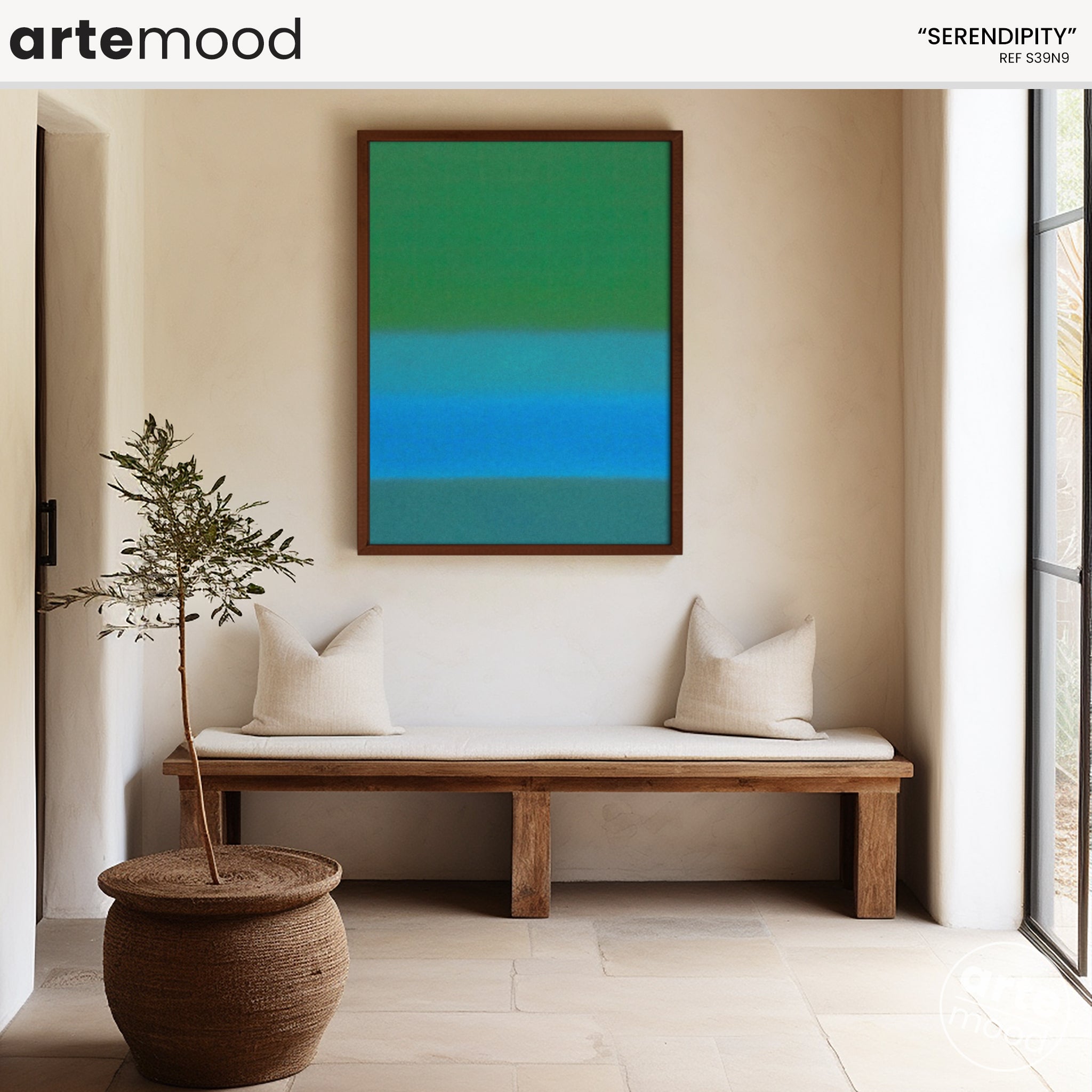 Color Field Artwork Print On Canvas - Minimalist, Zen, Green, Blue, Serene Wall Art Print Rothko Style