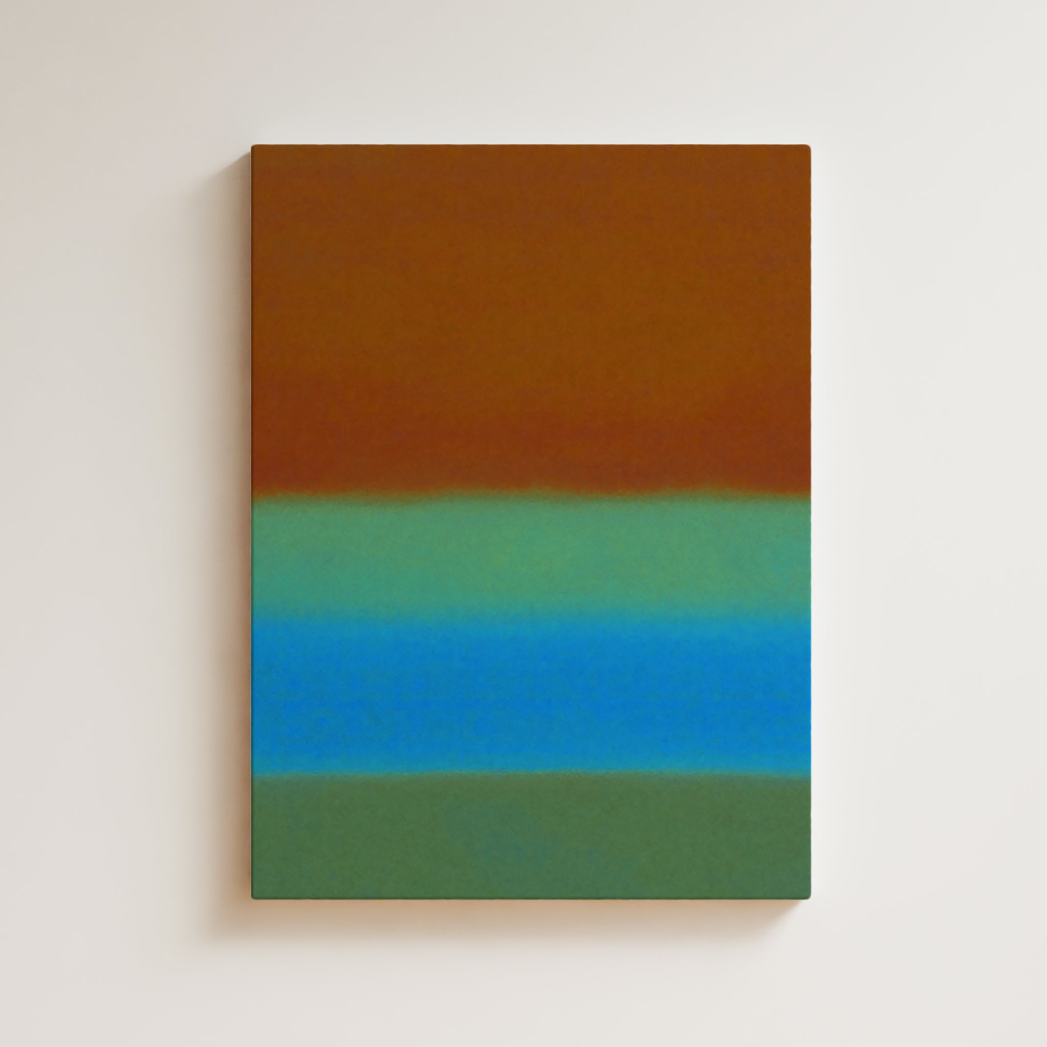 Color Field Artwork Print On Canvas - Minimalist, Zen, Brown, Greens, Blue