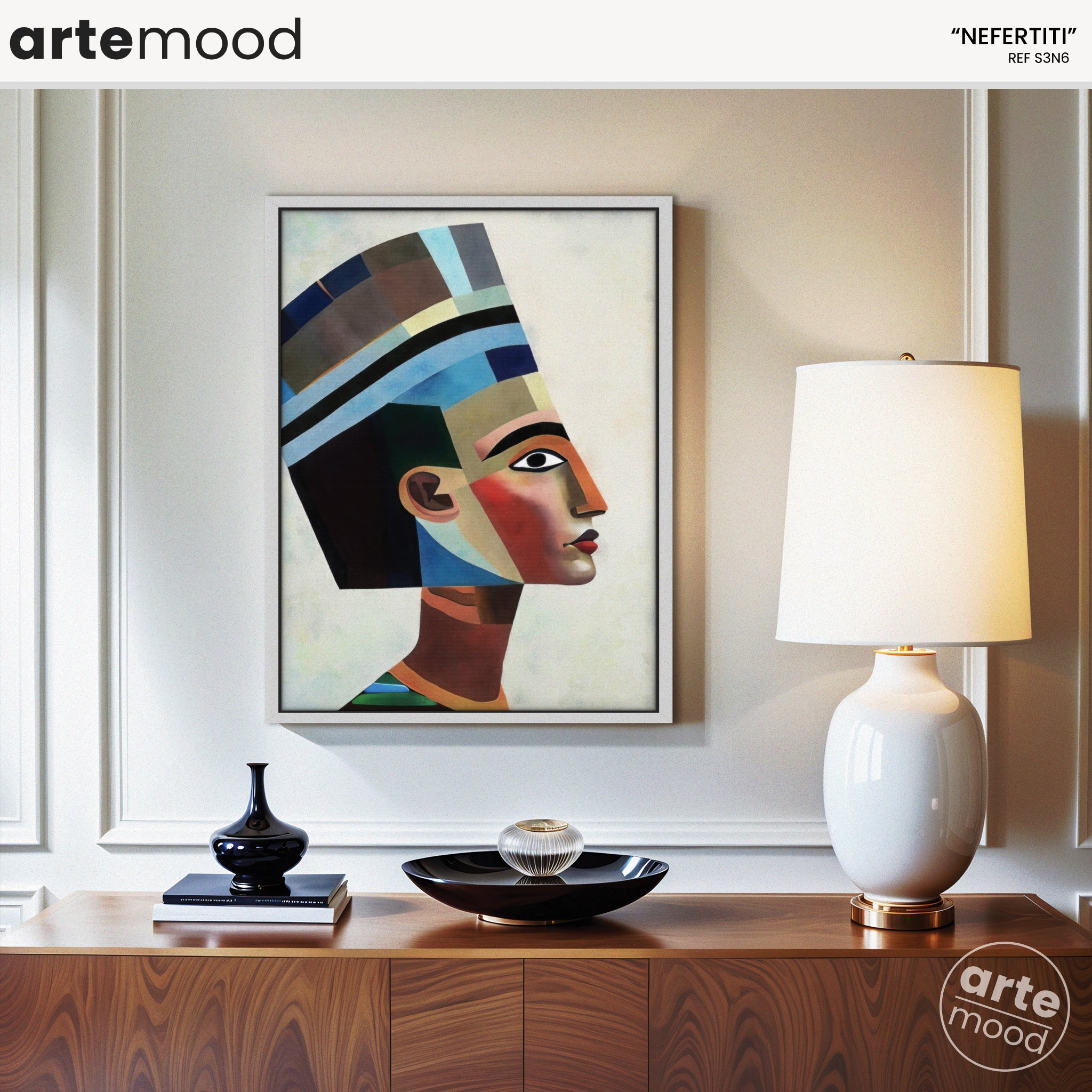 Nefertiti Artwork Print - Egypt Inspired Art Print - Queen - Nefertiti Geometric Artwork