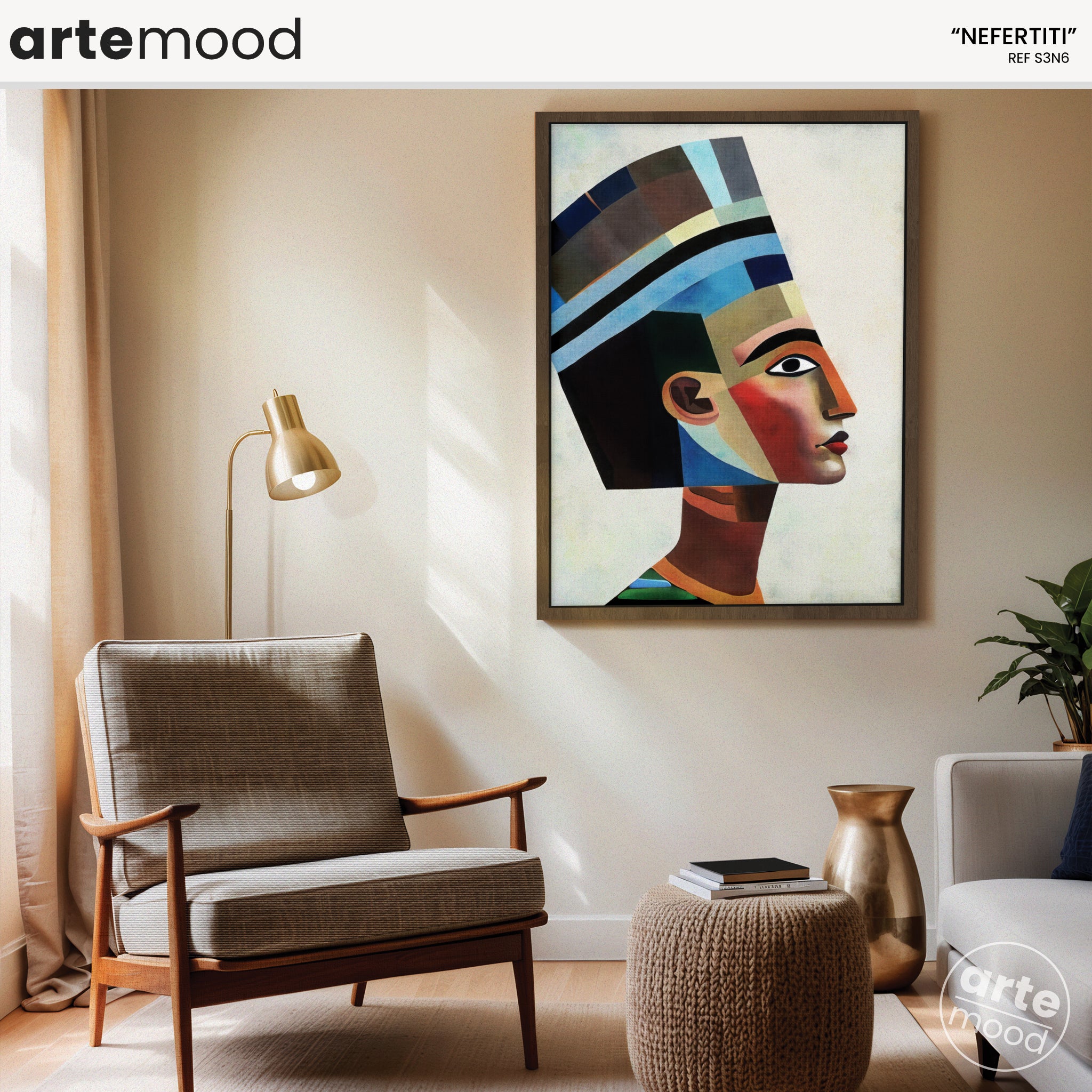 Nefertiti Artwork Print - Egypt Inspired Art Print - Queen - Nefertiti Geometric Artwork