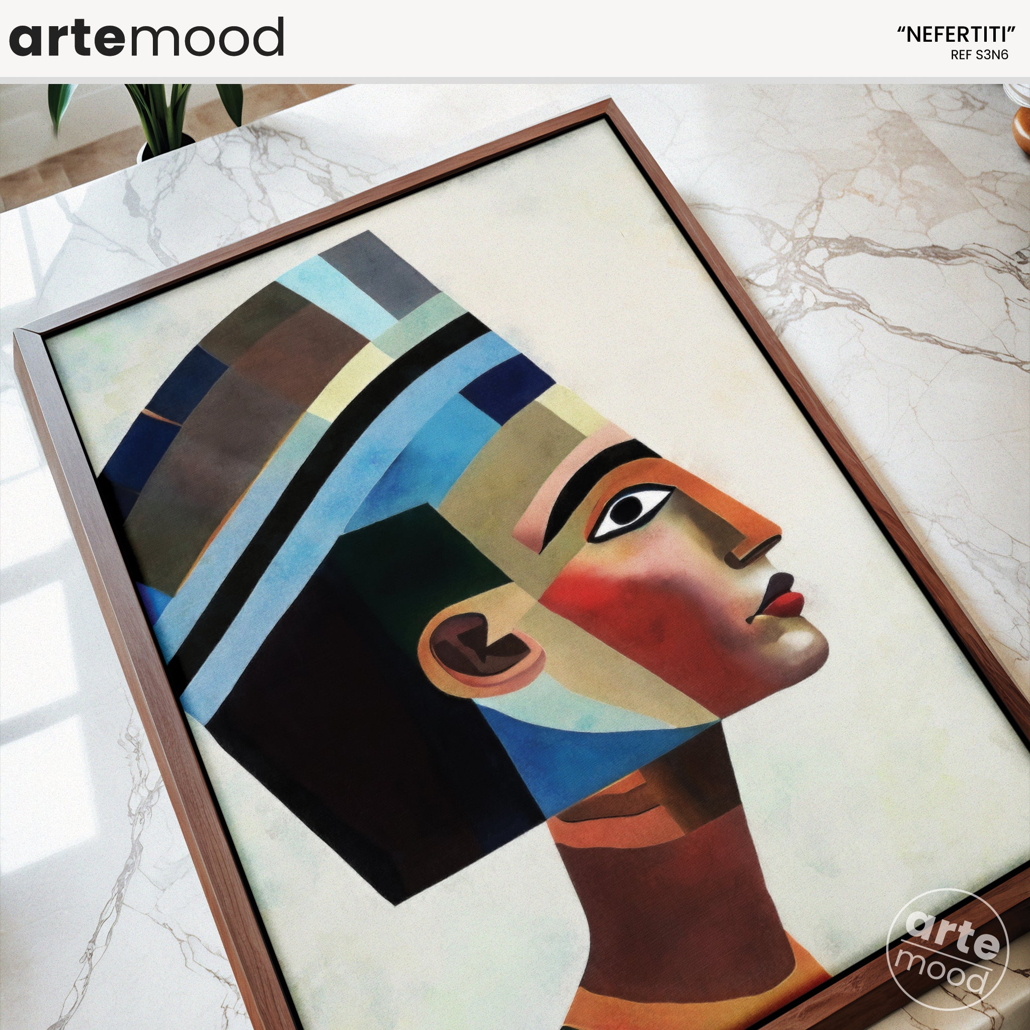 Nefertiti Artwork Print - Egypt Inspired Art Print - Queen - Nefertiti Geometric Artwork