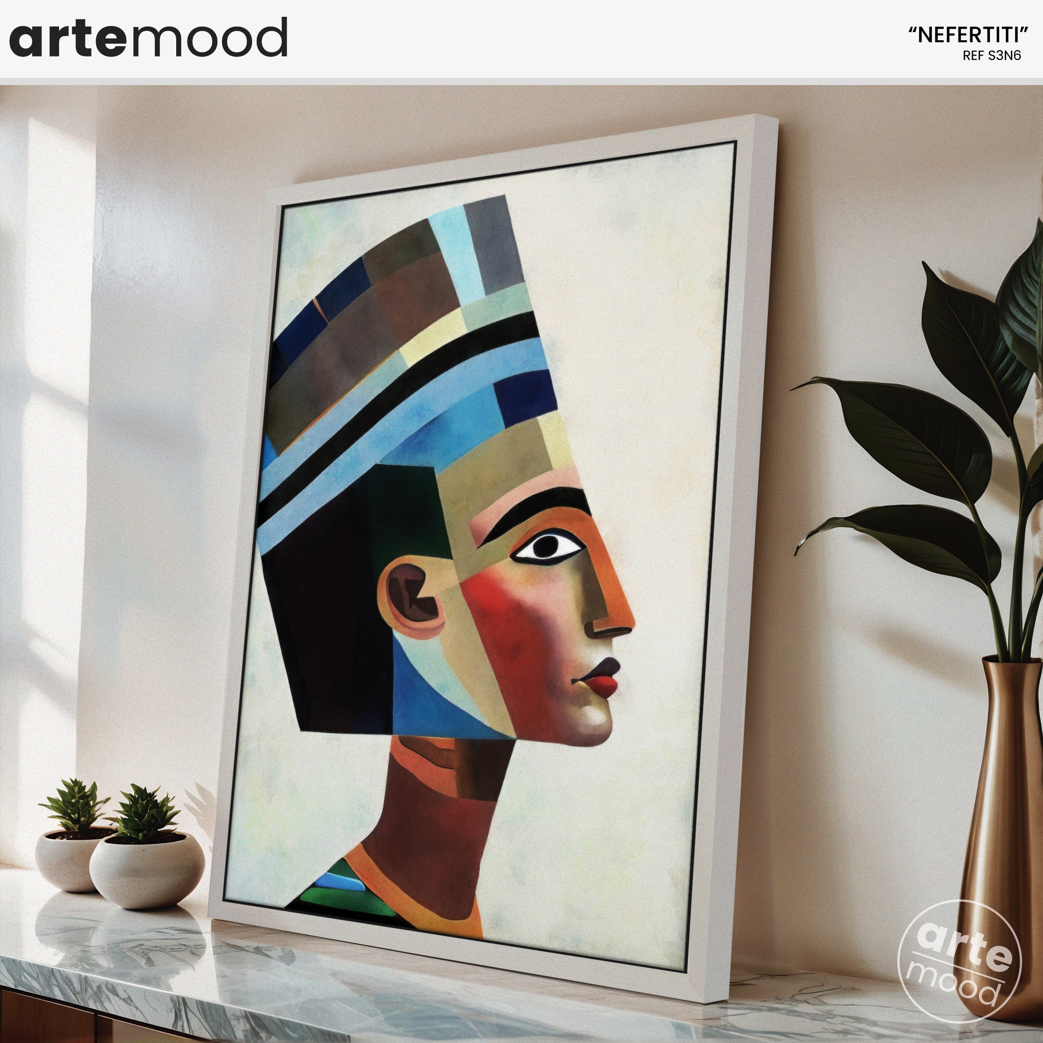 Nefertiti Artwork Print - Egypt Inspired Art Print - Queen - Nefertiti Geometric Artwork