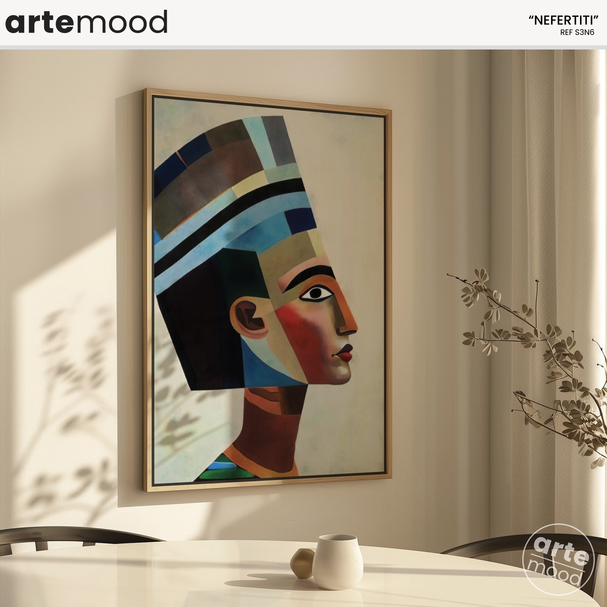 Nefertiti Artwork Print - Egypt Inspired Art Print - Queen - Nefertiti Geometric Artwork