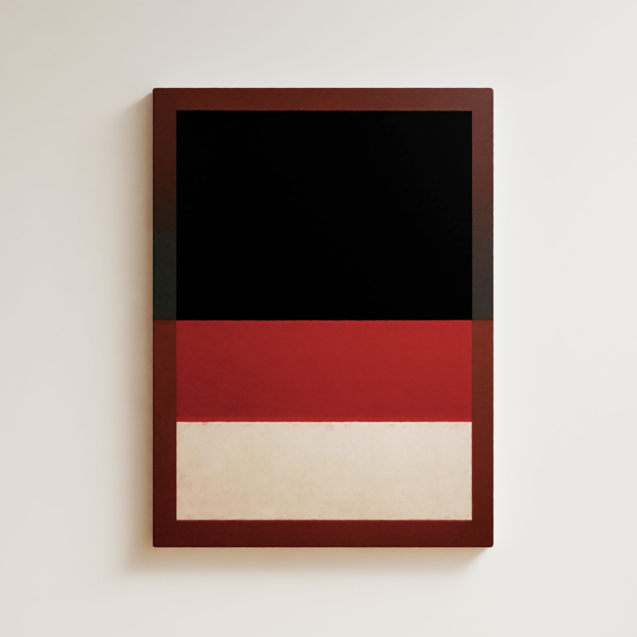 Color Field Artwork Print On Canvas - Minimalist, Zen, Black, Red, White, Minimal Rothko Wall Art