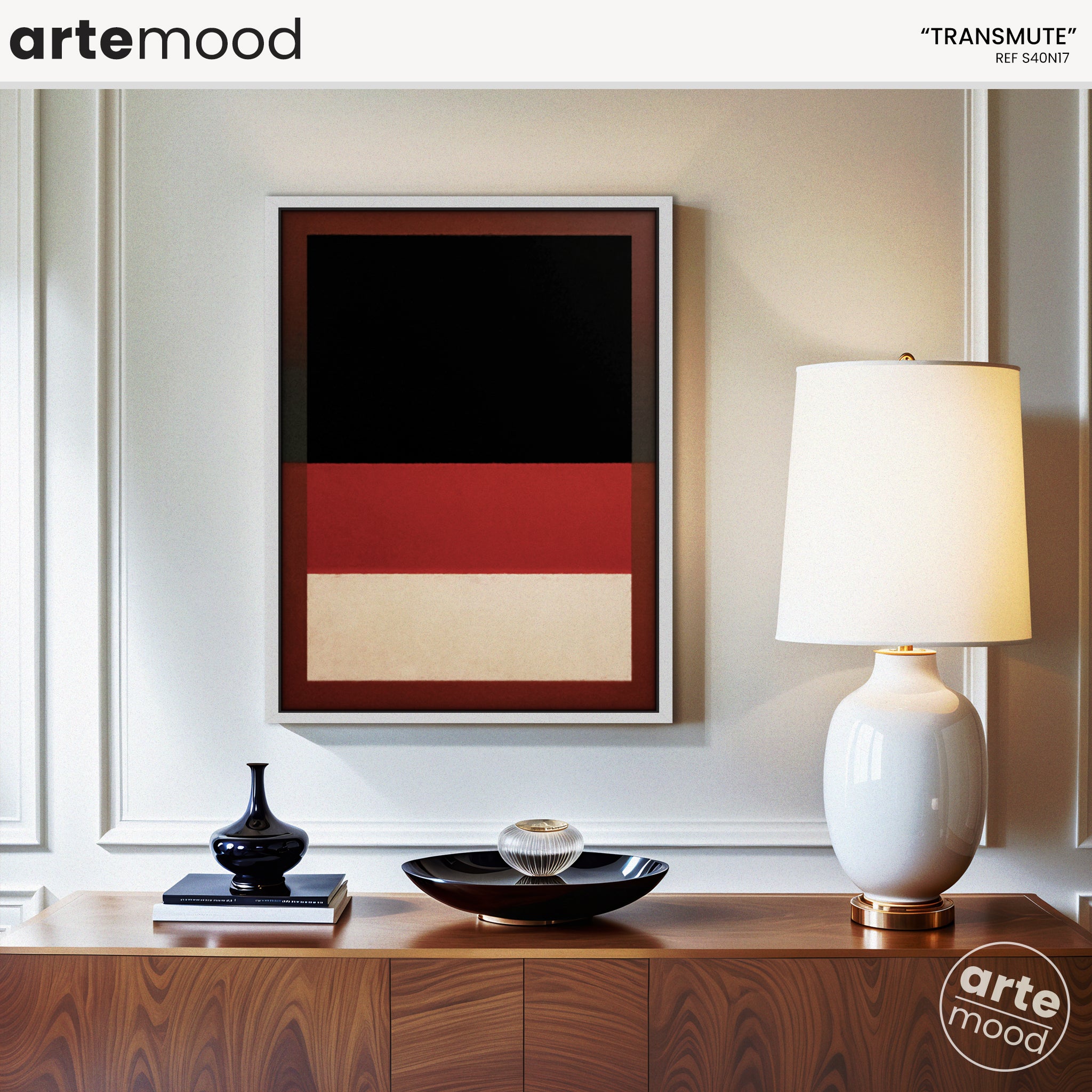 Color Field Artwork Print On Canvas - Minimalist, Zen, Black, Red, White, Minimal Rothko Wall Art