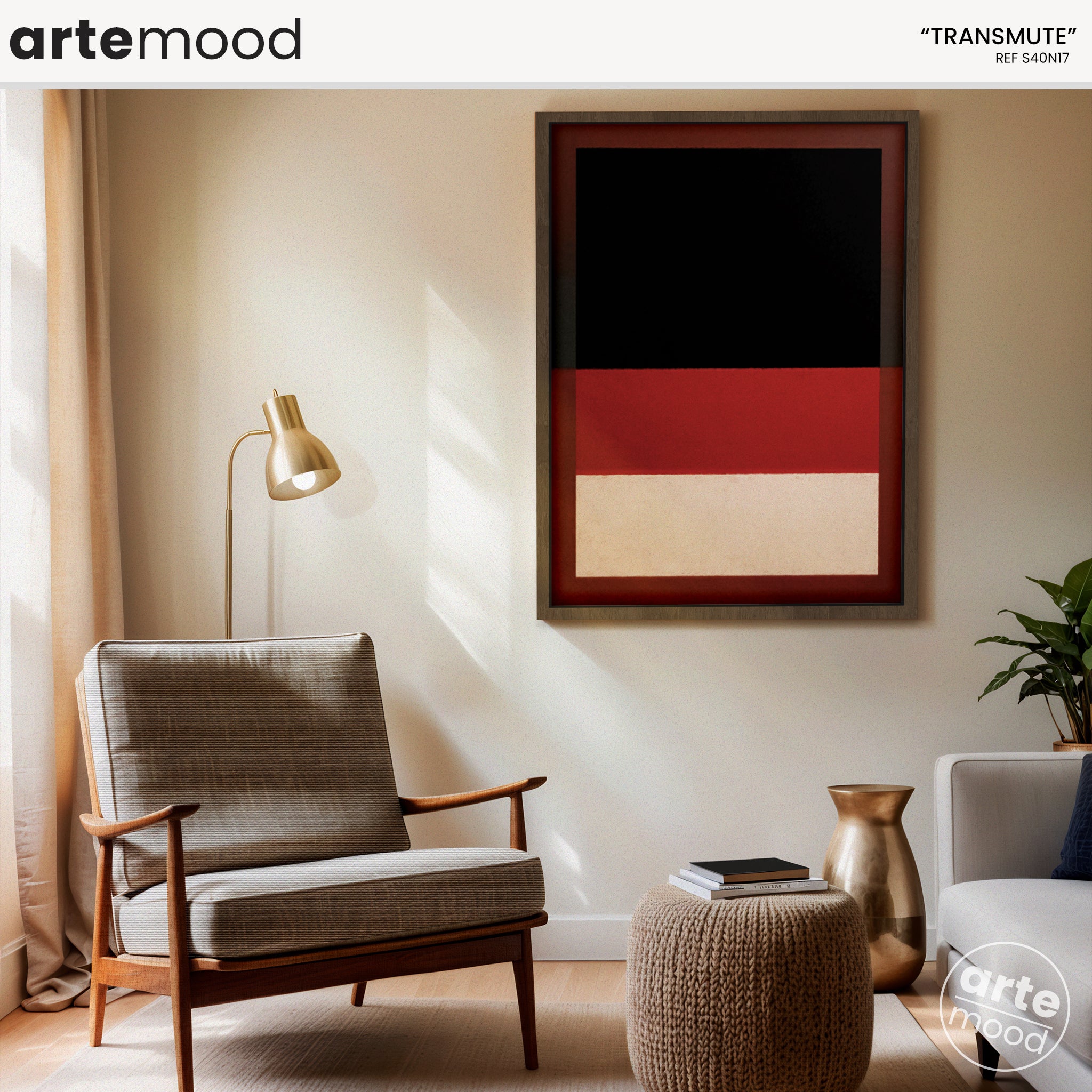 Color Field Artwork Print On Canvas - Minimalist, Zen, Black, Red, White, Minimal Rothko Wall Art